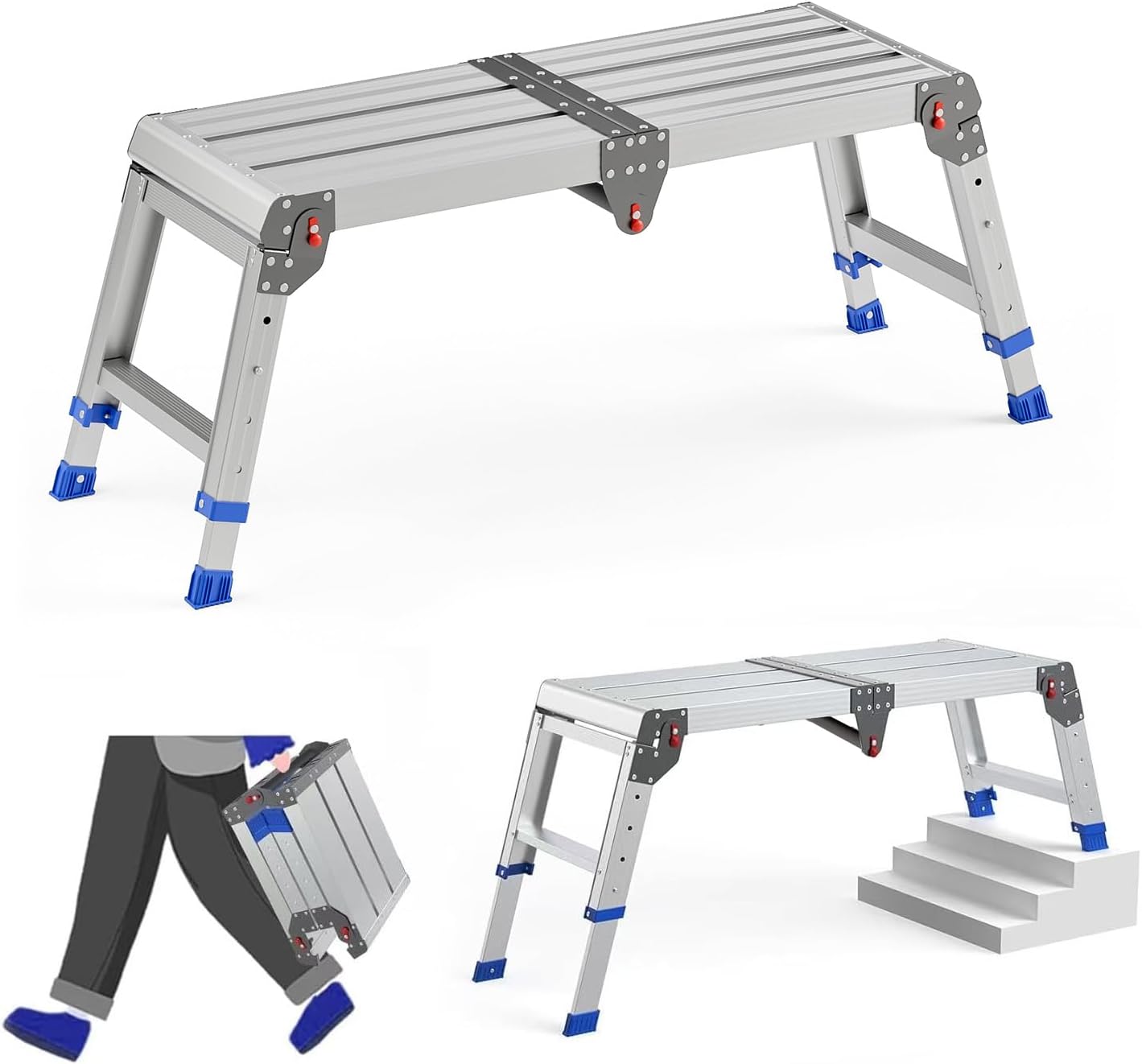 Detalle de Loyoda LSS003 Folding Aluminum Work Platform, Adjustable Height
