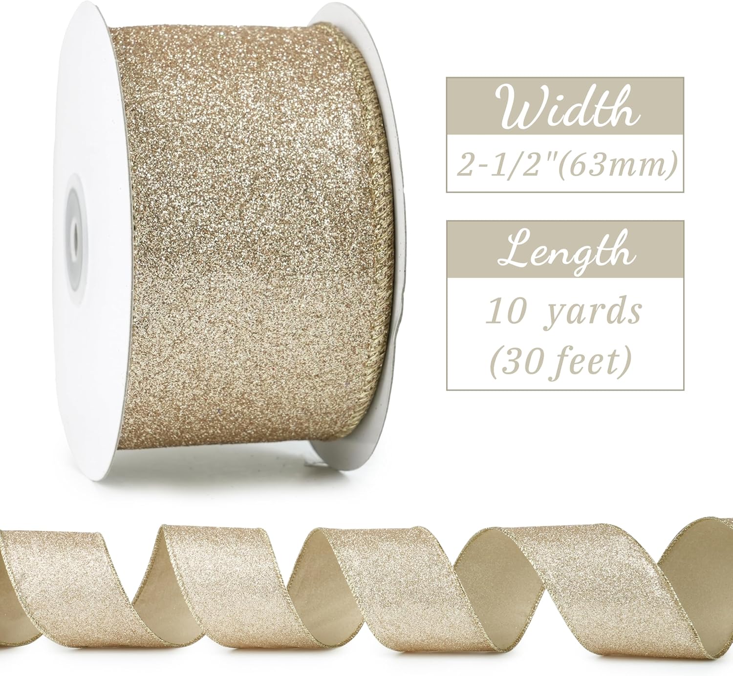 Thumbnail 1 de MAYREEL 1.5-inch White Wired Ribbon 10 yards 🎀