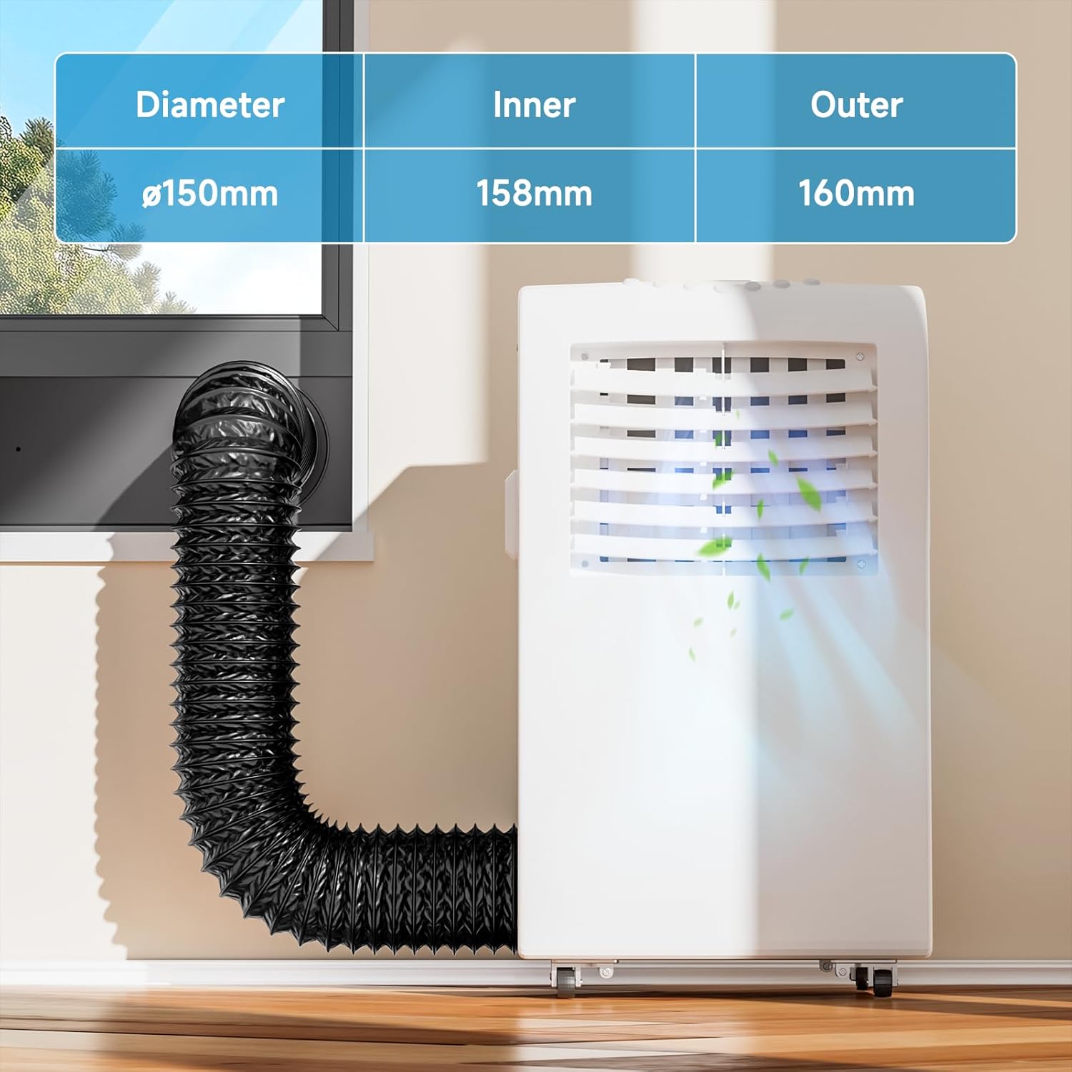 Detalle 2 de Hon&Guan Ø150mm Abluftrohr, 5m PVC Alurohr – universell einsetzbares Luftkanal-System für Heimgeräte