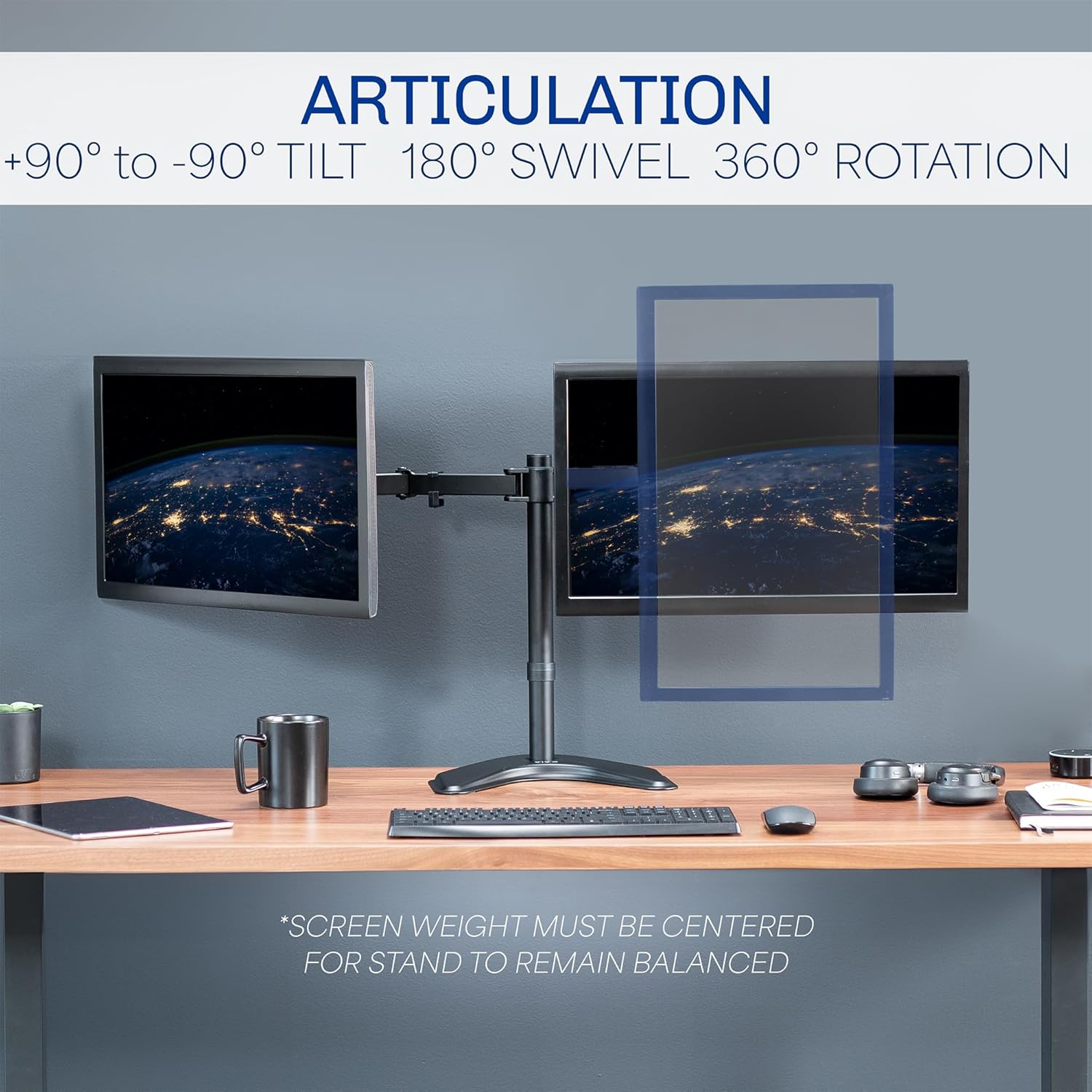 Thumbnail 3 de VIVO STAND-V002F Dual Monitor Desk Stand for 2 Screens