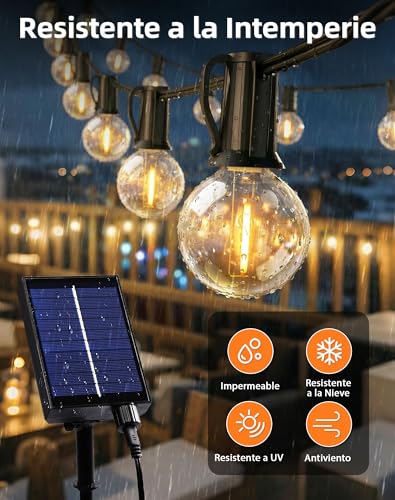 Detalle de ROVLAK Guirnaldas Luces Exterior Solar 10M con 15+1 LED G40 y Control Remoto