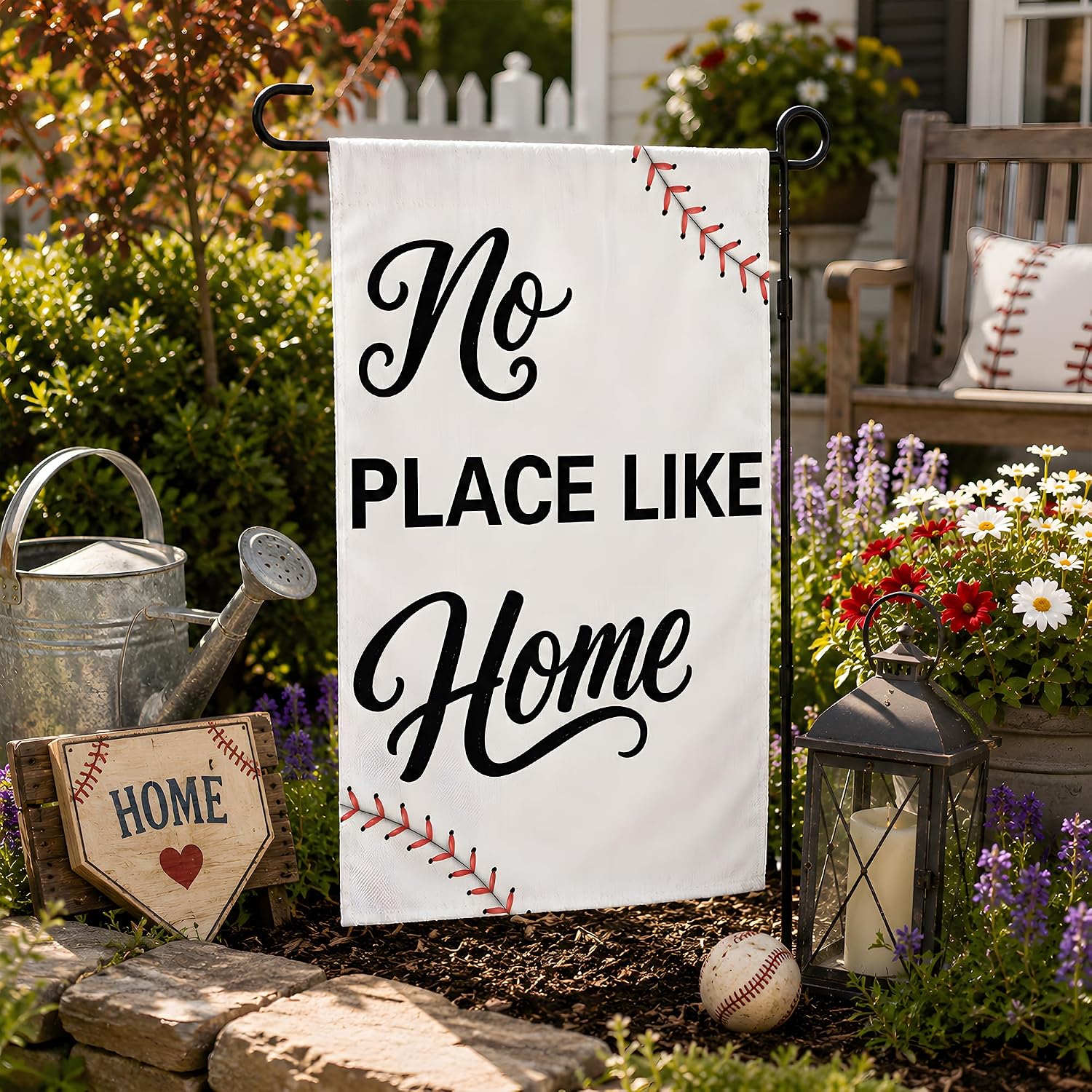 Detalle 2 de OHOME Baseball Garden Flag, 12 x 18-Inch Double-Sided Polyester
