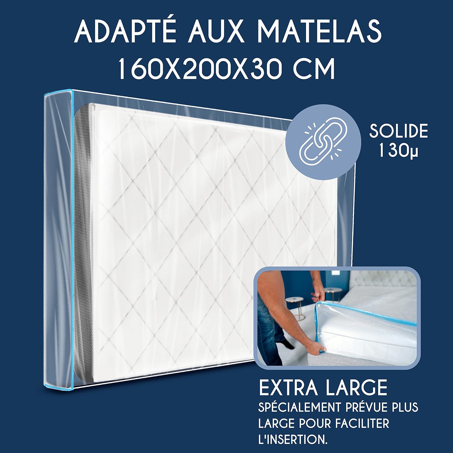 Detalle 2 de Dreamzie Housse Matelas 160x200 Zip pour stockage