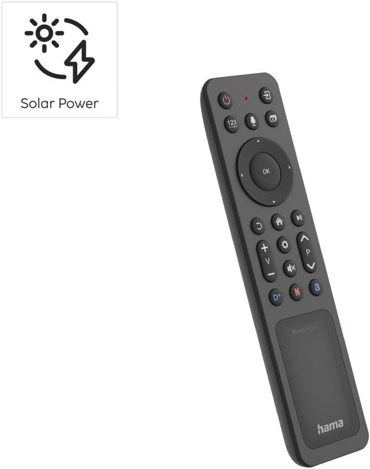 Detalle de Hama Bluetooth-Fernbedienung für Samsung Smart TV (Solar, Lernmodus, Streaming-Tasten, Multi View)