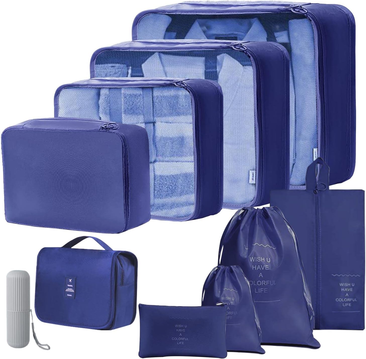 Thumbnail 6 de Toifucos Travel Packing Cubes 8-Piece Set (Navy Blue) – Multifunction Luggage Organisers