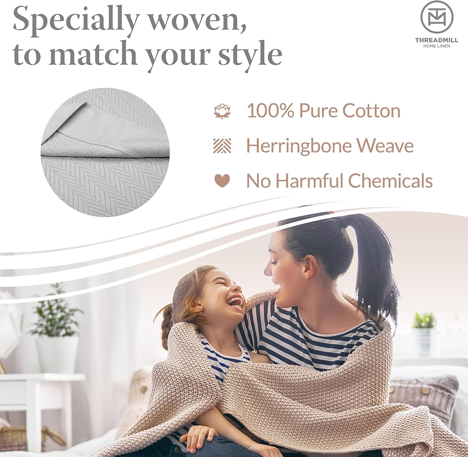 Detalle 2 de Threadmill Luxury Cotton King Size Blanket 100% Cotton