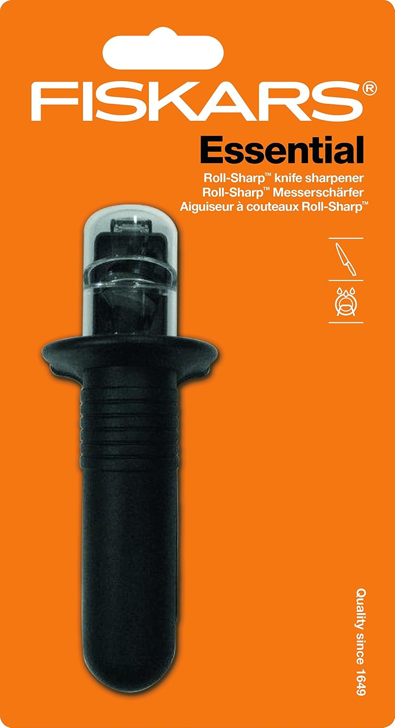 Detalle de Fiskars Roll-Sharp 1065598 knivslip med keramisk slipsten, Essential, svart