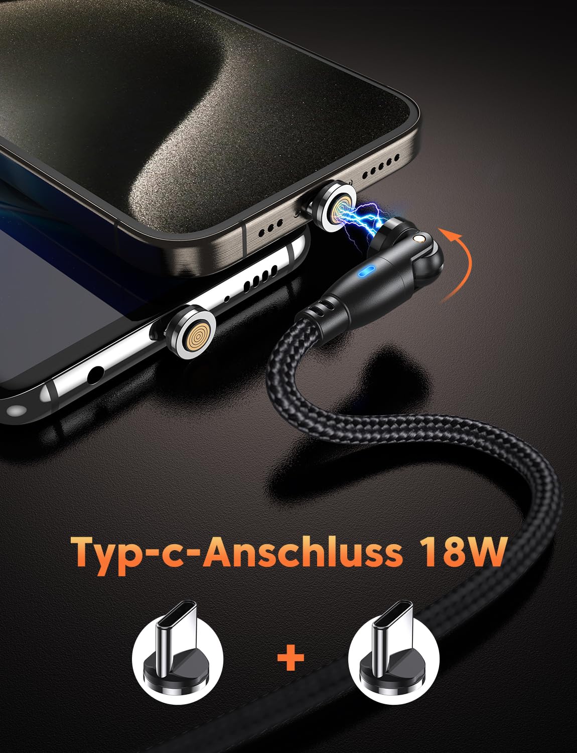 Detalle 2 de VAFOTON 9Pin Magnet Ladekabel 2m+1m