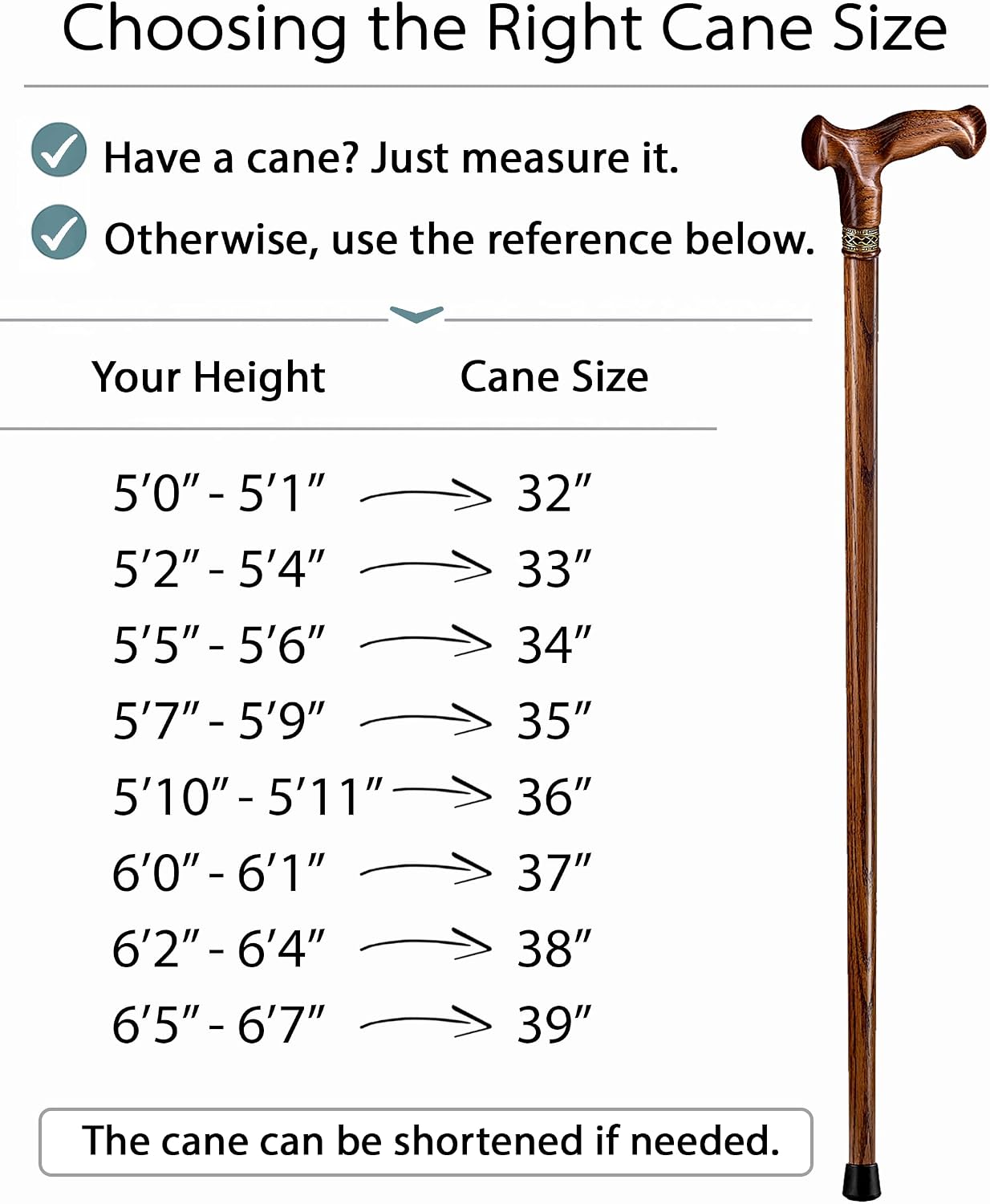 Thumbnail 1 de Asterom 36-801c Oak Wood Walking Cane, Ergonomic Handle, 36-Inch