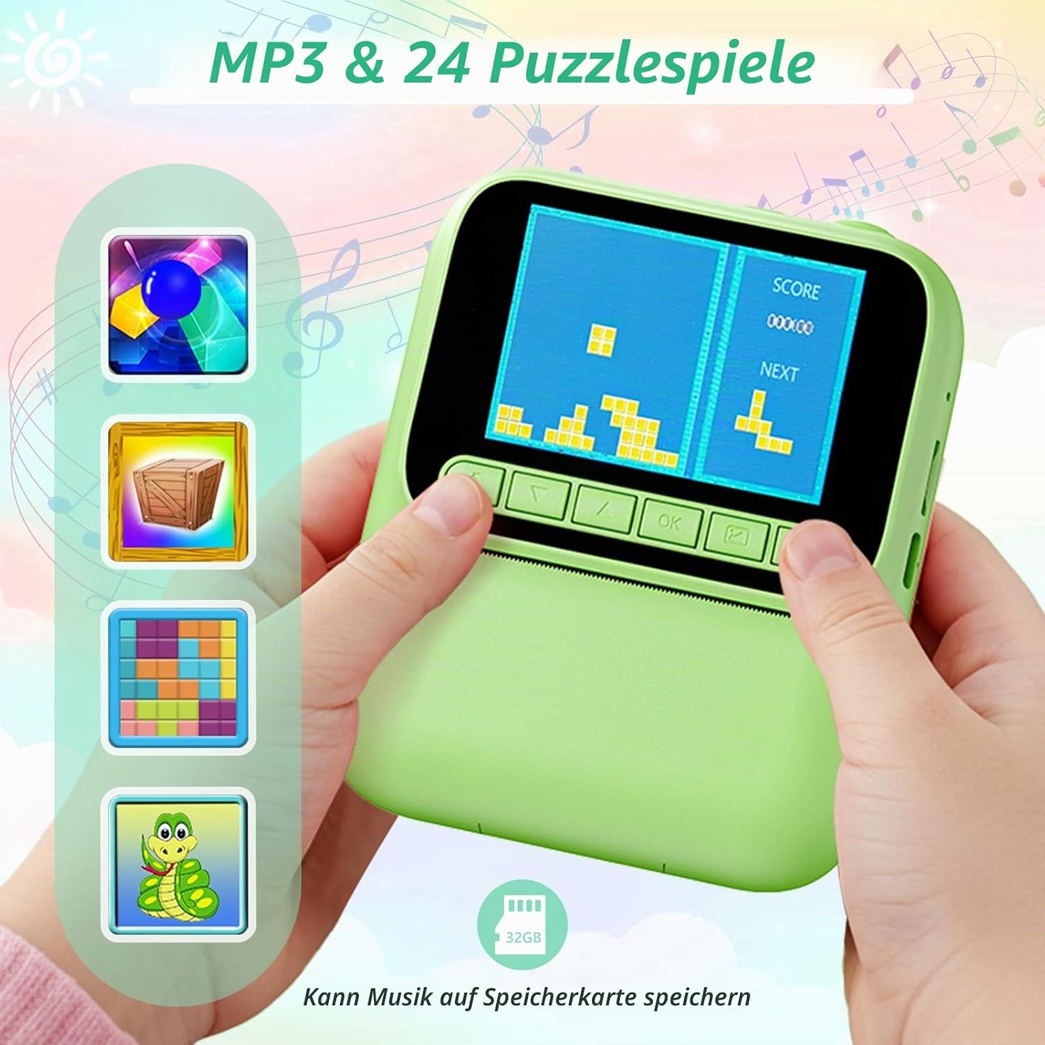 Detalle 2 de Naxup Sofortbildkamera für Kinder – 1080P, Druckpapierfarben, 32GB & kreative Extras (Grün)