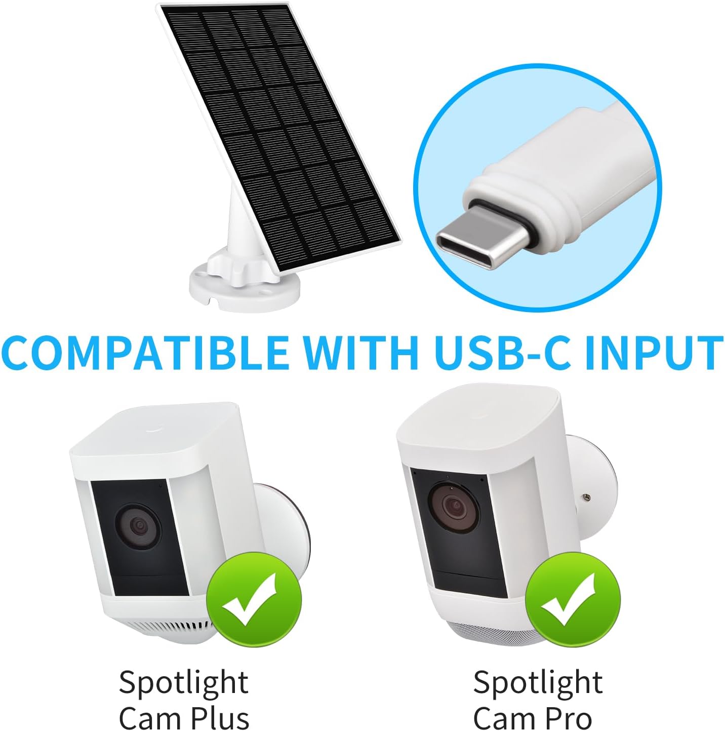 Detalle 2 de VIEWZONE Solar Panel for Ring Spotlight Cam 3.5W USB-C