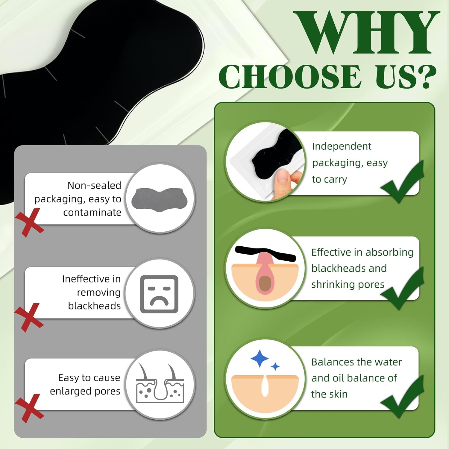 Thumbnail 5 de Eveellyn Mitesserentferner Stripes mit natürlicher Bambuskohle – Mitesserstreifen für Männer & Frauen (10 Stück)