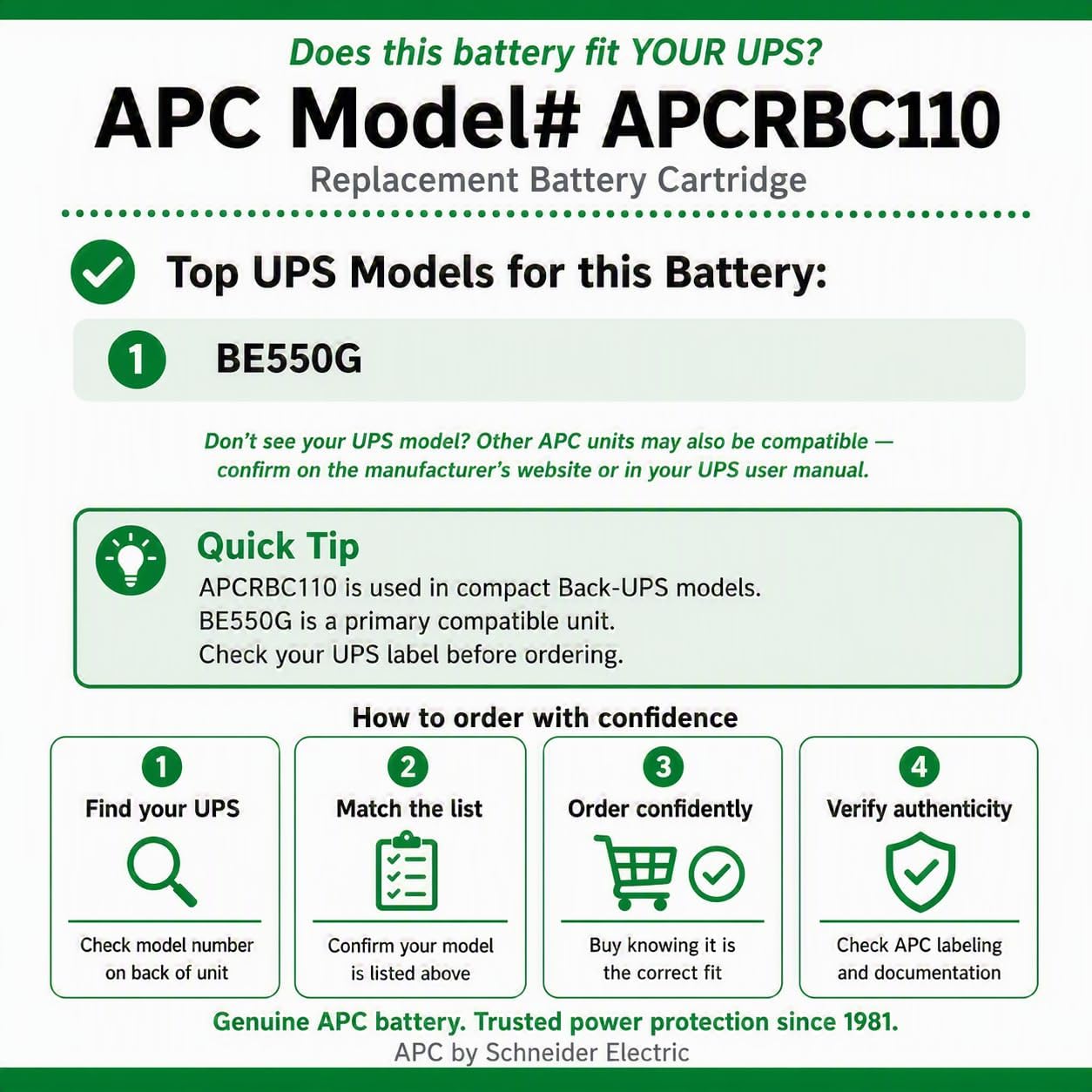 Detalle 2 de APC RBC110 - Batterie de rechange plombée scellée pour UPS BE550G-XX et BR550GI