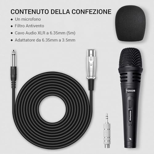 Detalle 2 de TONOR microfono dinamico cardioide con cavo da 5 m e jack da 6,35 mm