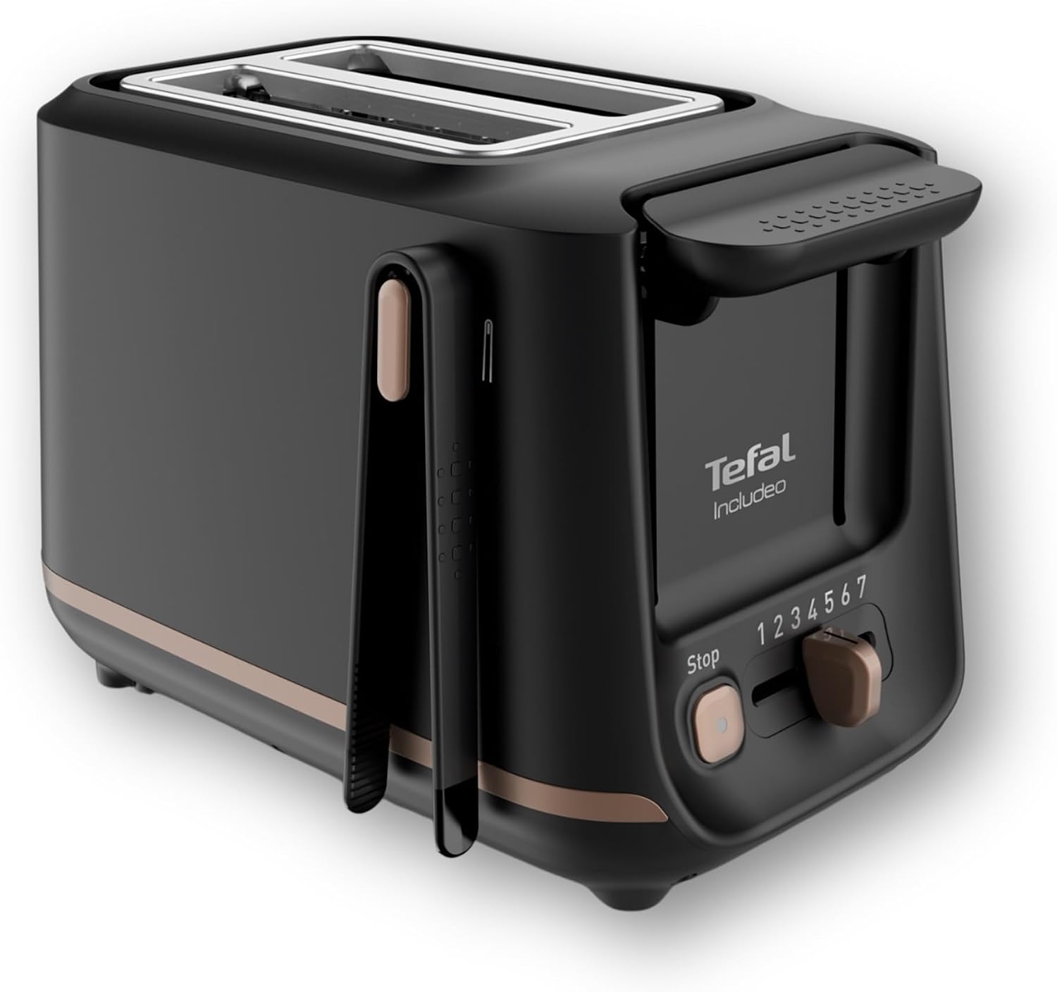Detalle de Tefal Includeo – Grille-pain 2 fentes extra-larges avec pinces magnétiques – Noir
