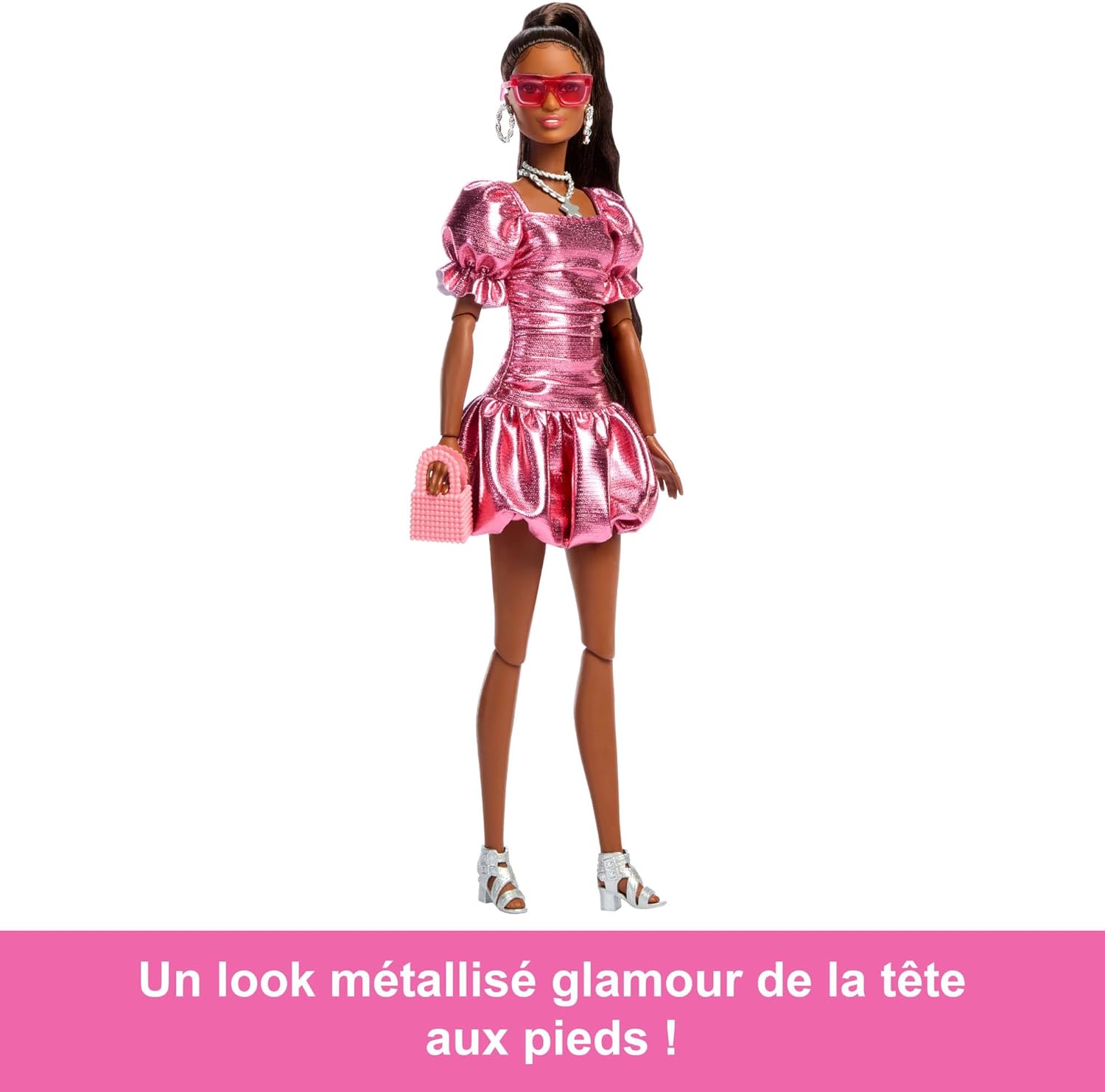 Thumbnail 3 de Barbie Deluxe Style n° 6 : poupée glamour avec robe corail métallisée et accessoires