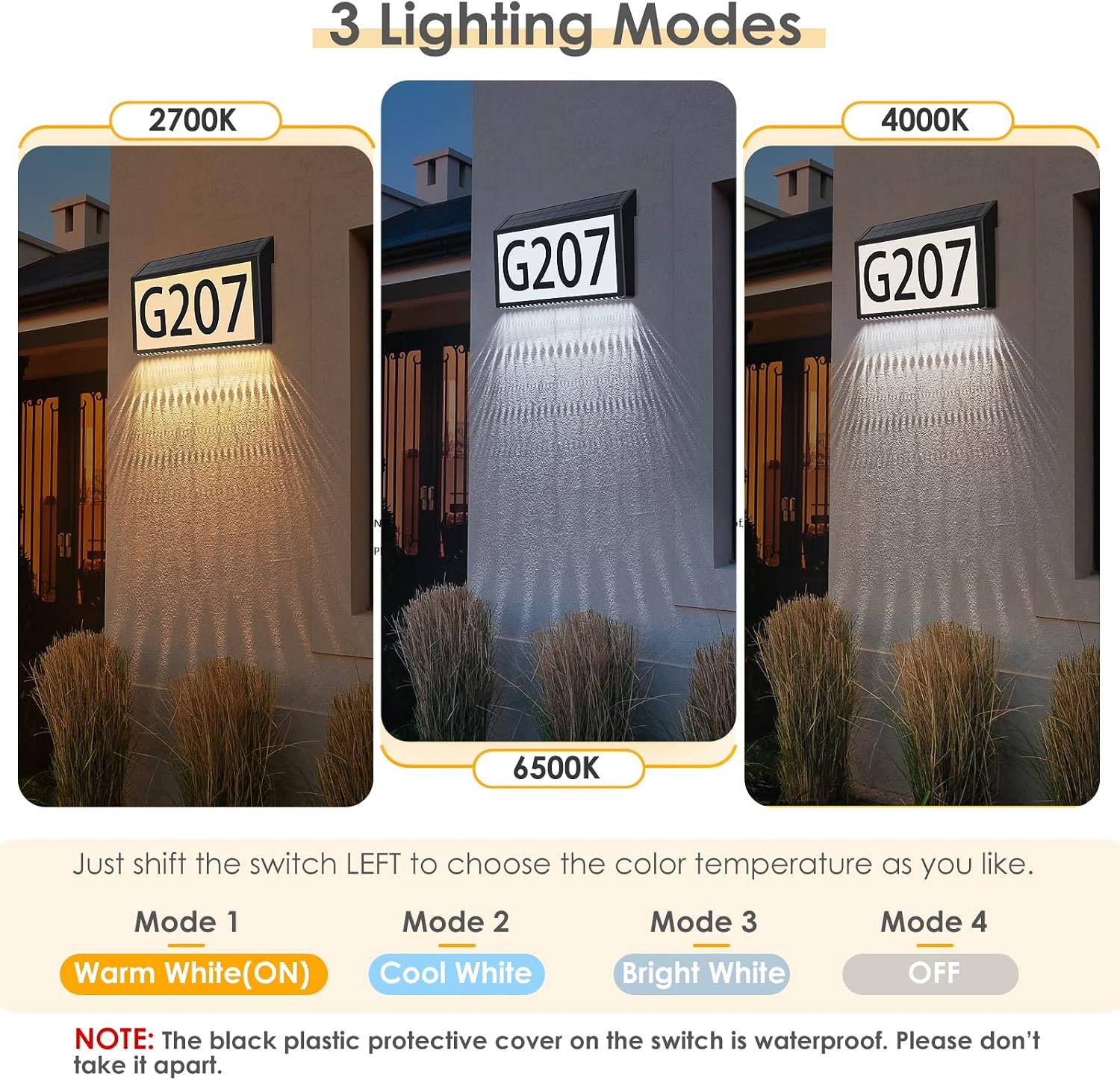 Detalle de MAXvolador Solar Address Sign with 3 Light Modes