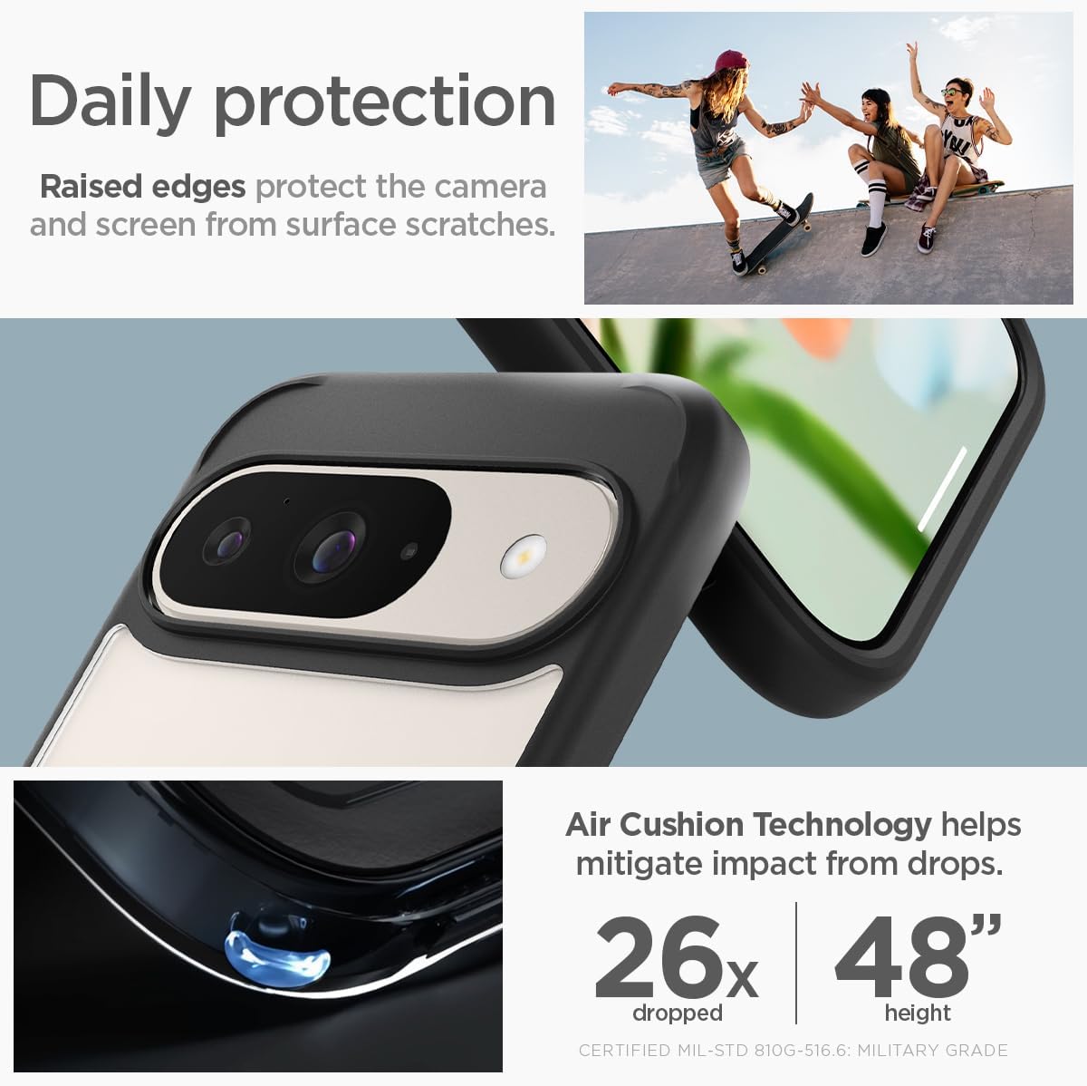 Detalle 2 de Spigen Cover Ultra Hybrid compatibile con Google Pixel 9/9 Pro – Nero opaco