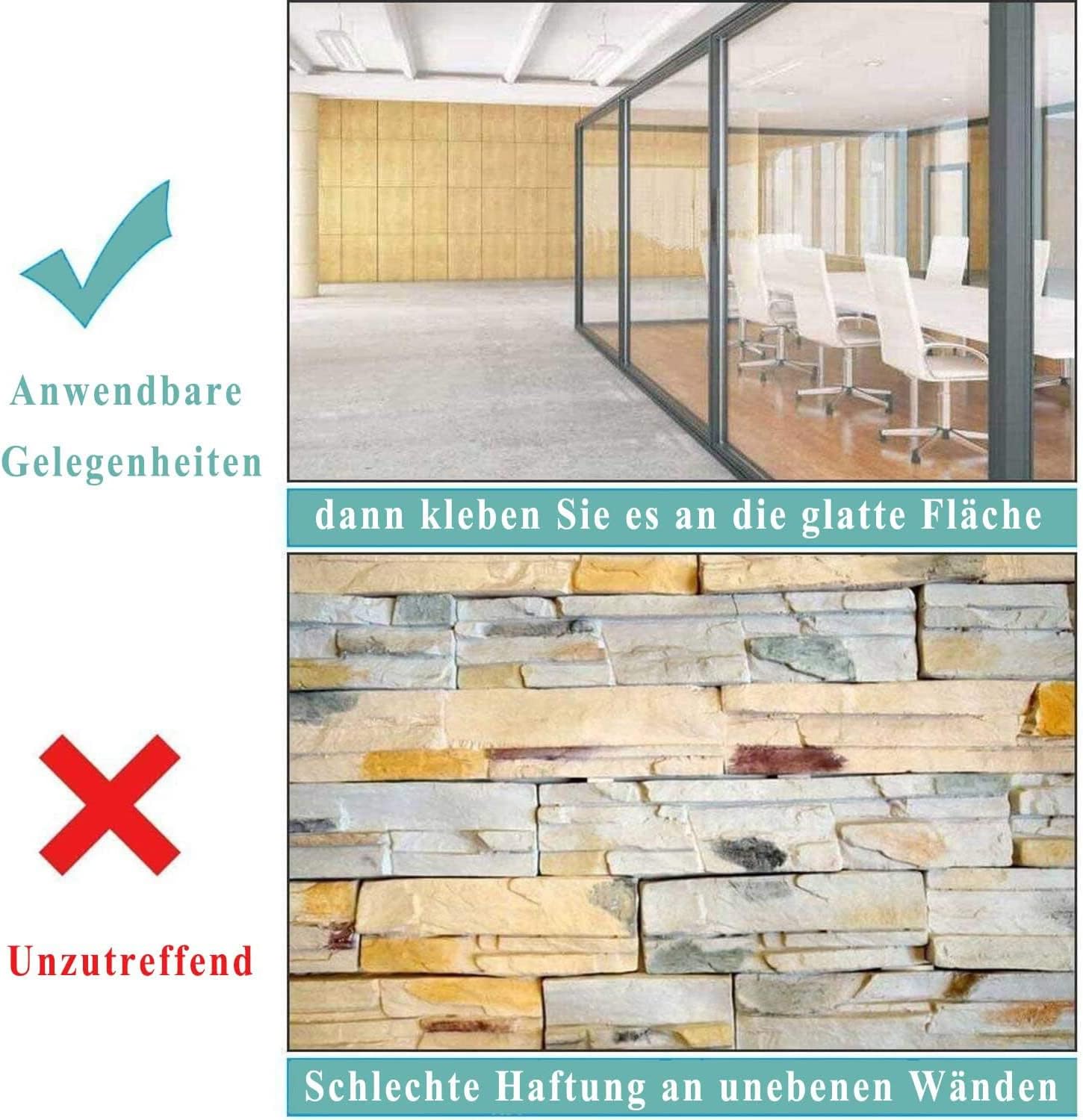 Detalle 2 de Lyzzxi Whiteboard Folie 100 × 200 cm – Magnetische, selbstklebende Weißwandtafel für glatte Oberflächen
