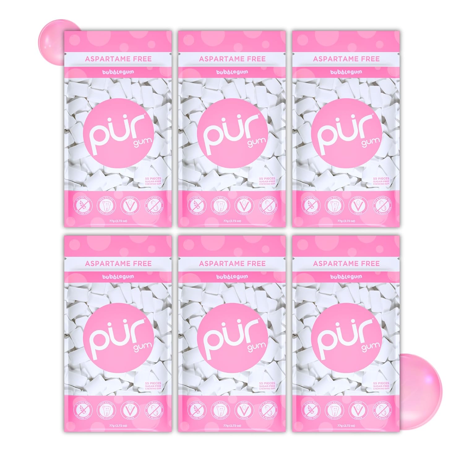 Thumbnail 6 de PUR Gum Zuckerfreier Kaugummi mit Xylitol – Peppermint, vegan, glutenfrei, 55 Stück (3er Pack)