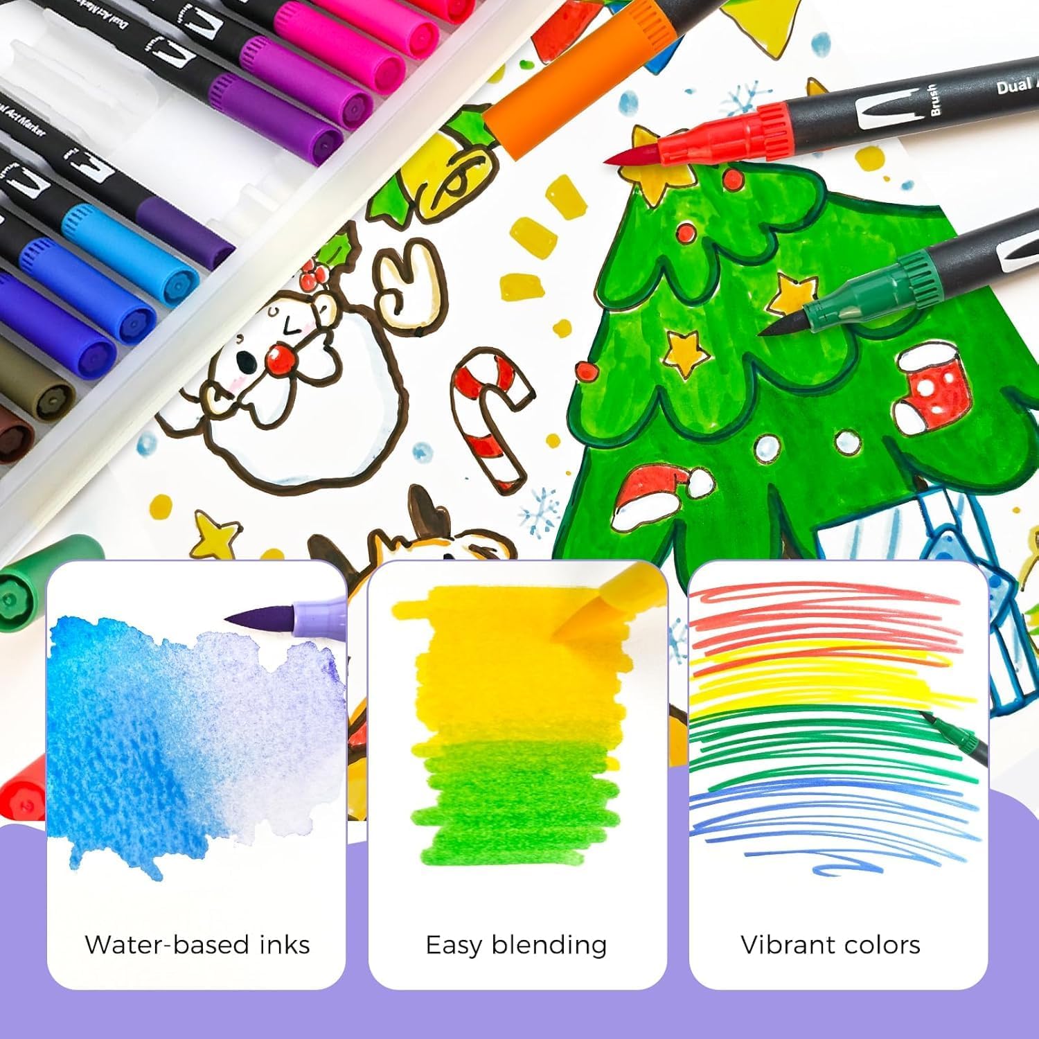 Detalle de Mitoymia 70 Dual Tip Colouring Pens: A Practical Dual‑Tip Brush Marker Set for Adults