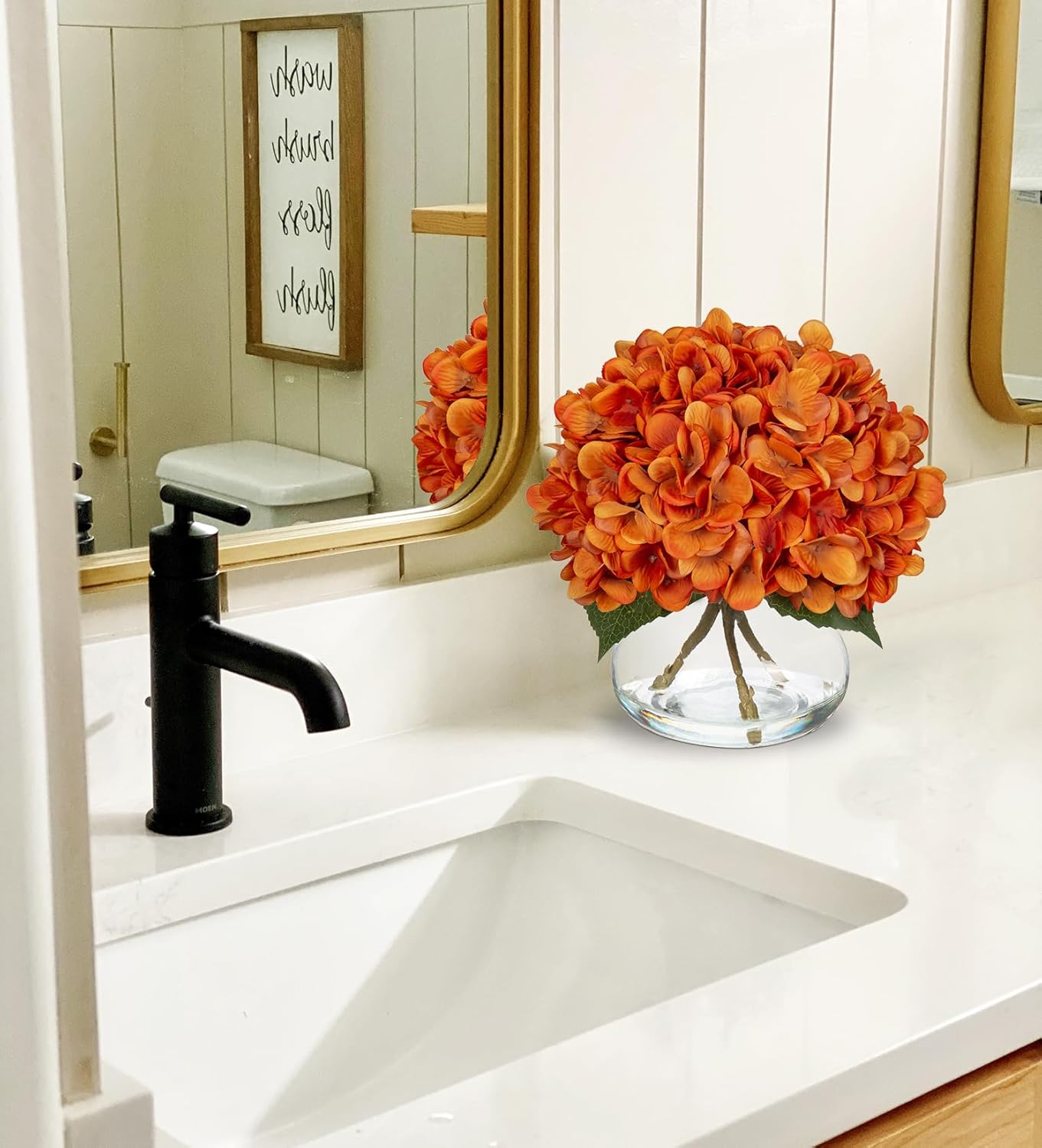 Thumbnail 5 de Oairse Hydrangea Artificial Flowers with Glass Vase