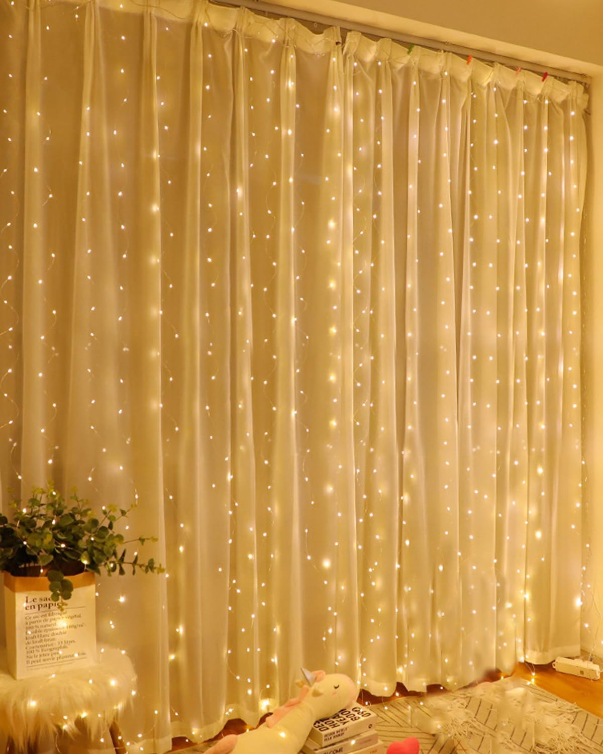 Detalle de A.bigwhale CLD-2 lichtgordijn, 200 warmwitte leds, 2 x 2 m, USB