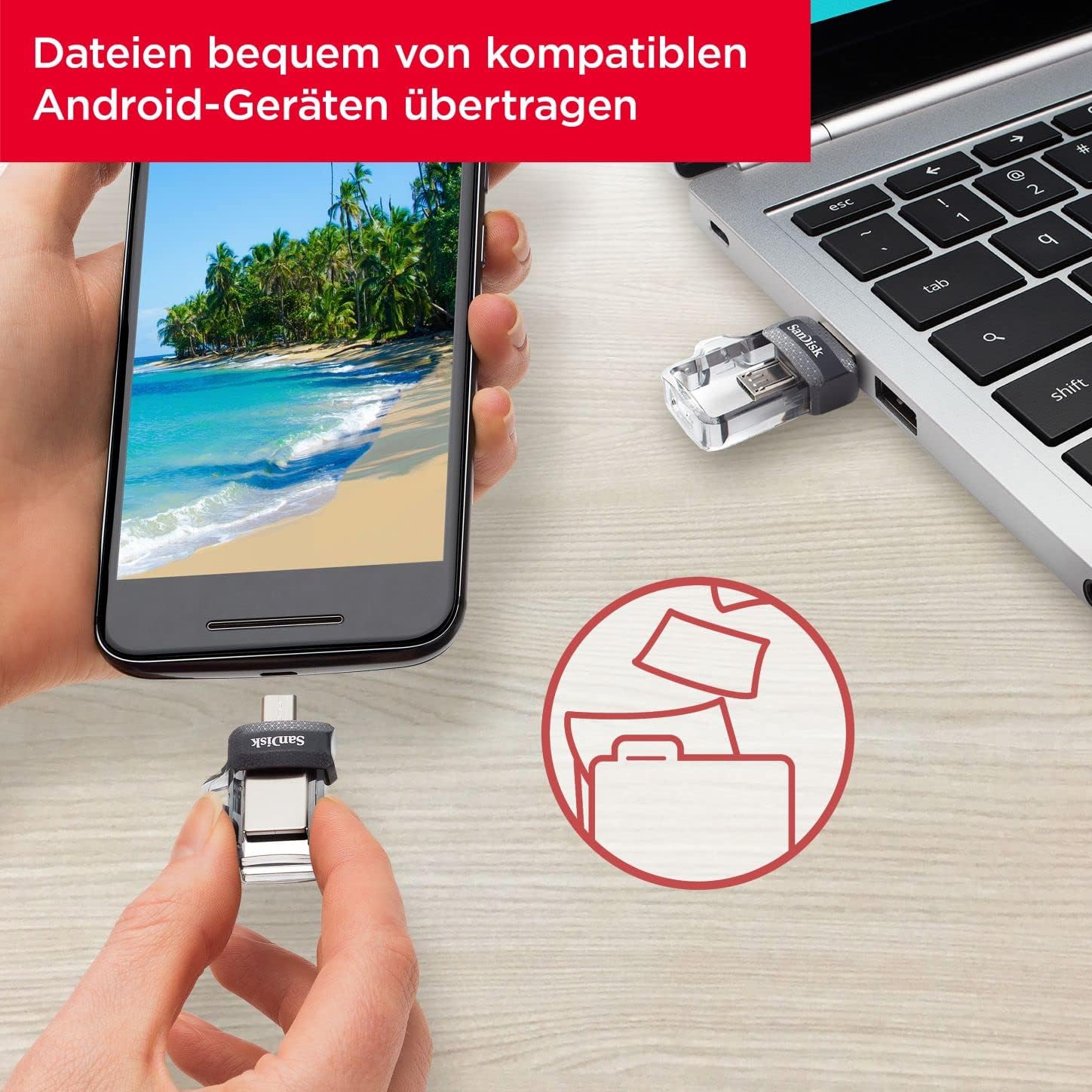 Thumbnail 1 de SanDisk Ultra Dual Drive m3.0 128 GB – USB 3.0 OTG-Stick mit Micro-USB & USB Type-A