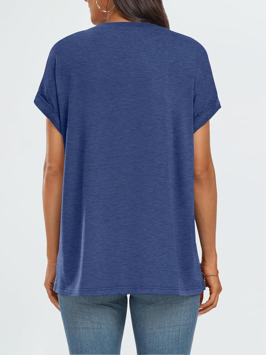 Thumbnail 4 de AUTOMET Women's Oversized Short Sleeve T Shirt with Drop Shoulder and Rolled Cuff
