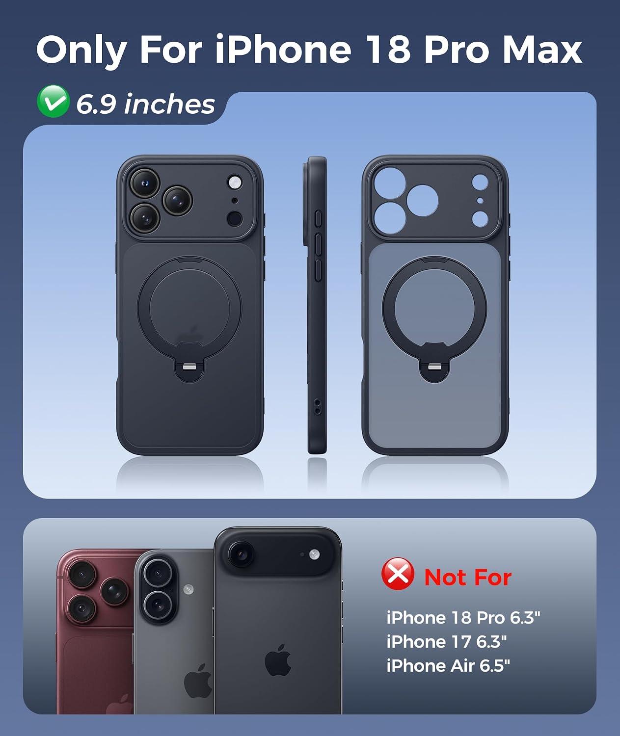 Detalle 2 de FNTCASE iPhone 18 Pro Max/17 Pro Max Case with 360° Magnetic Ring Stand
