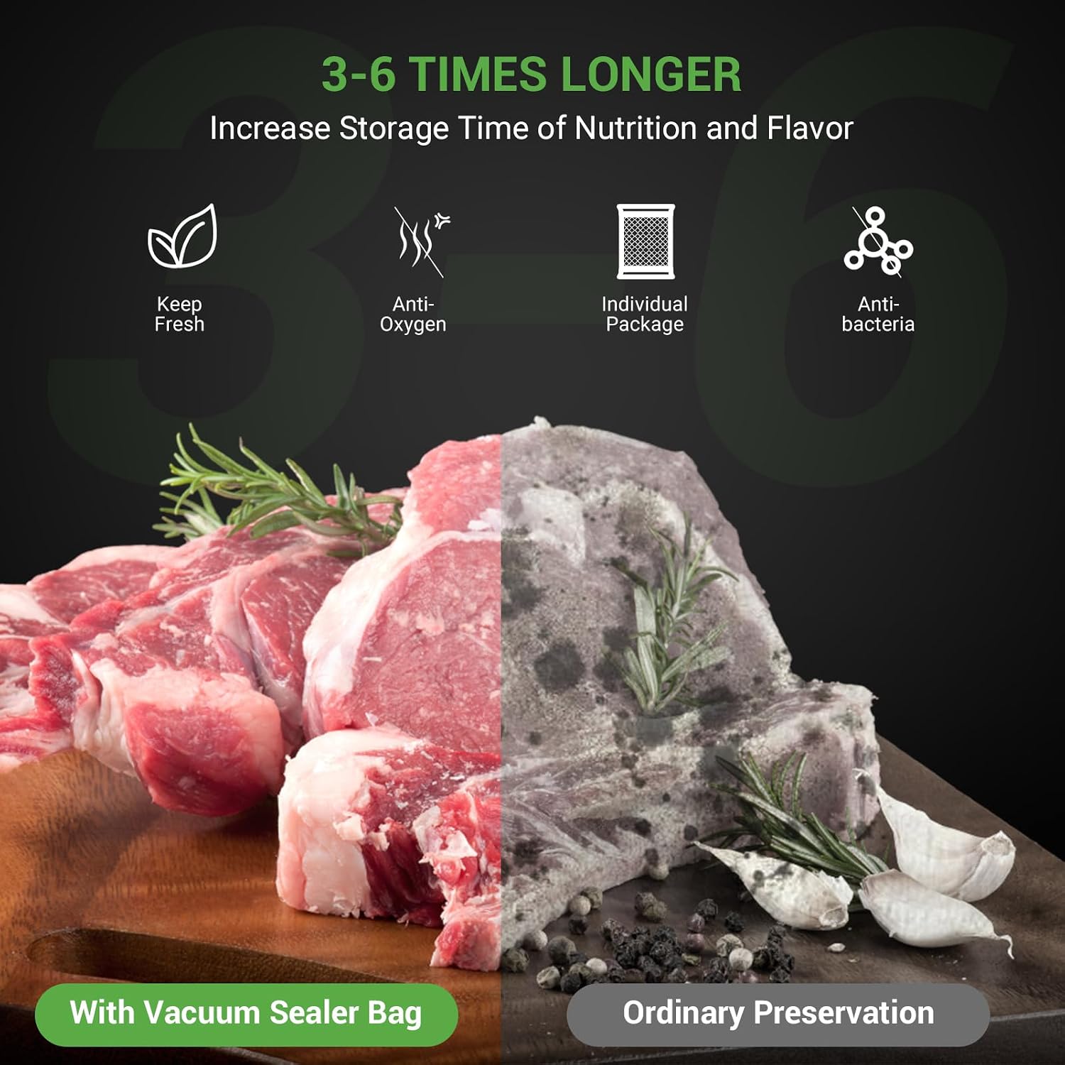 Detalle de VTUUU 88017ca Vacuum Sealer Bags, 150 Pre-Cut Pint and Quart Bags
