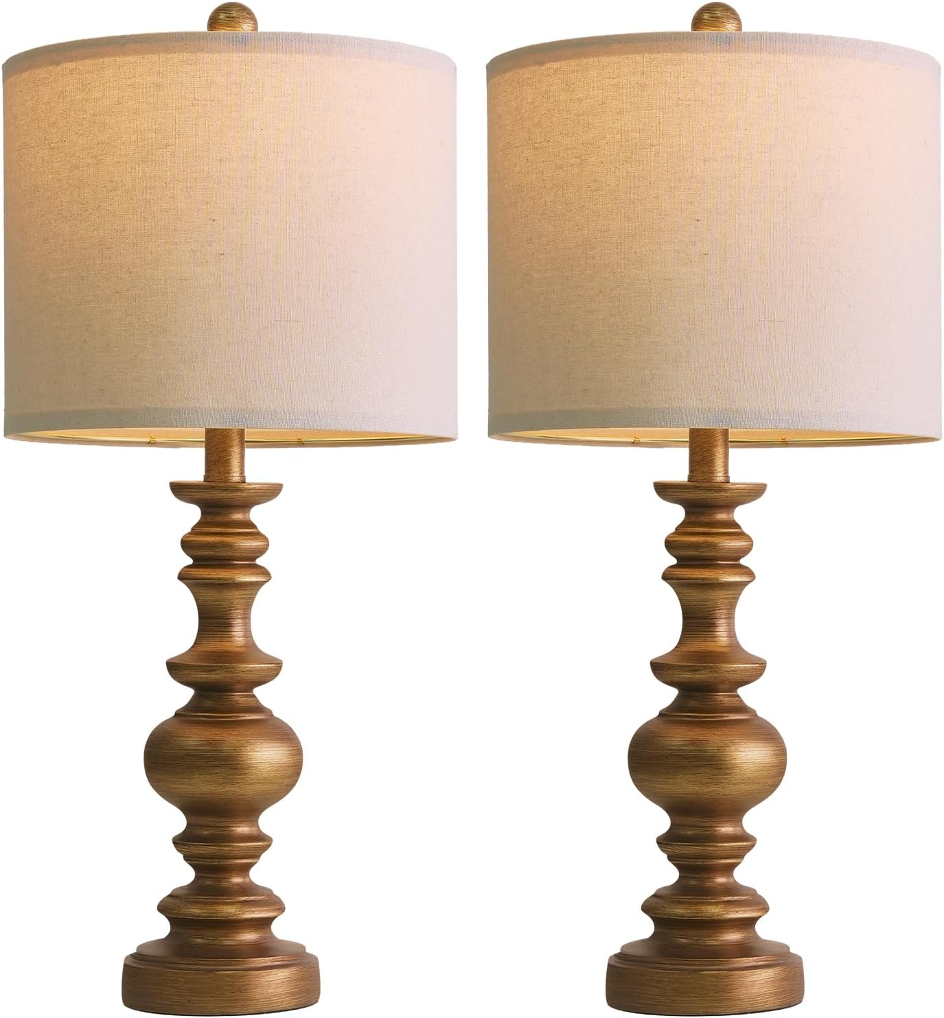 Thumbnail 6 de BOBOMOMO AMZ-T2026M-AGL Table Lamps, Set of 2, 24-Inch Antique Gold, Linen Shades