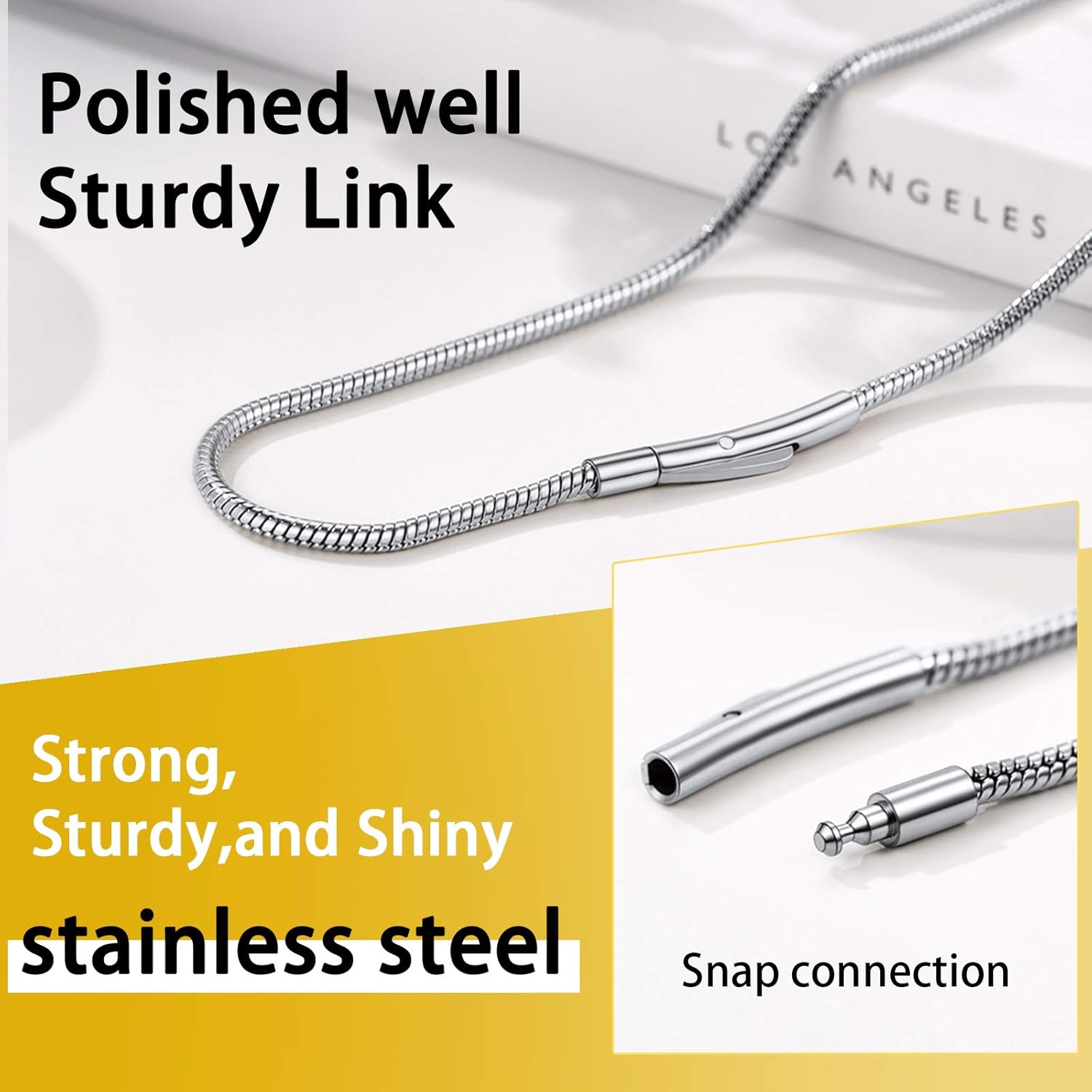 Thumbnail 3 de PROSTEEL Collier chaîne serpent en acier inoxydable (2 mm) avec fermoir clip, platine