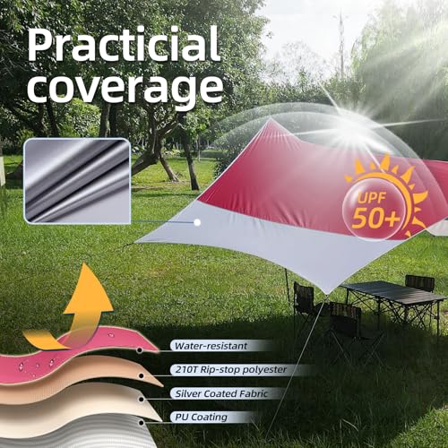 Detalle de Forceatt Zeltplane 3,7 × 4,3 m – Ultraleichtes Tarp mit 8 Umreifungspunkten, Anti-UV & Wasserdicht