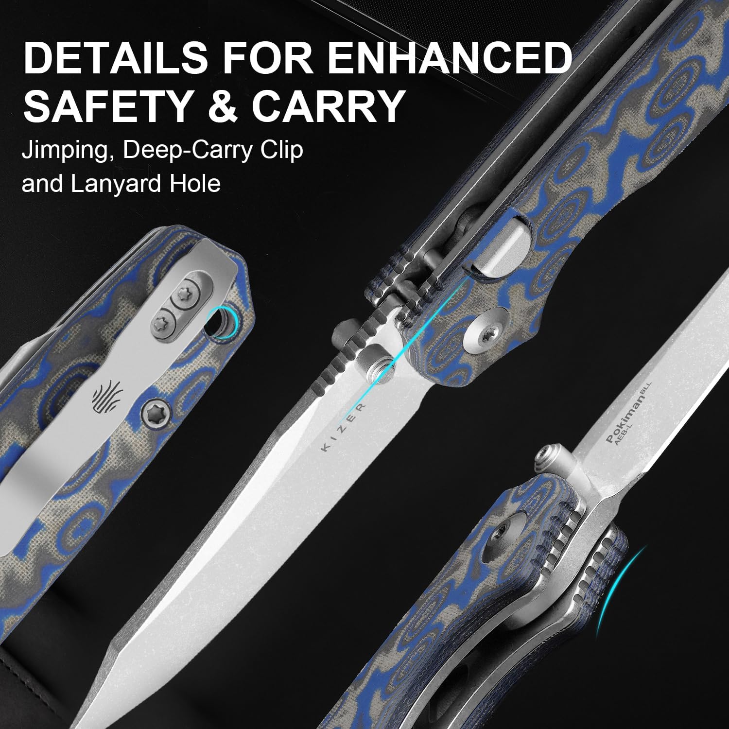 Thumbnail 6 de Kizer Pokiman BLL V3789BCM1 Folding Pocket Knife, 3.14-Inch AEB-L Blade