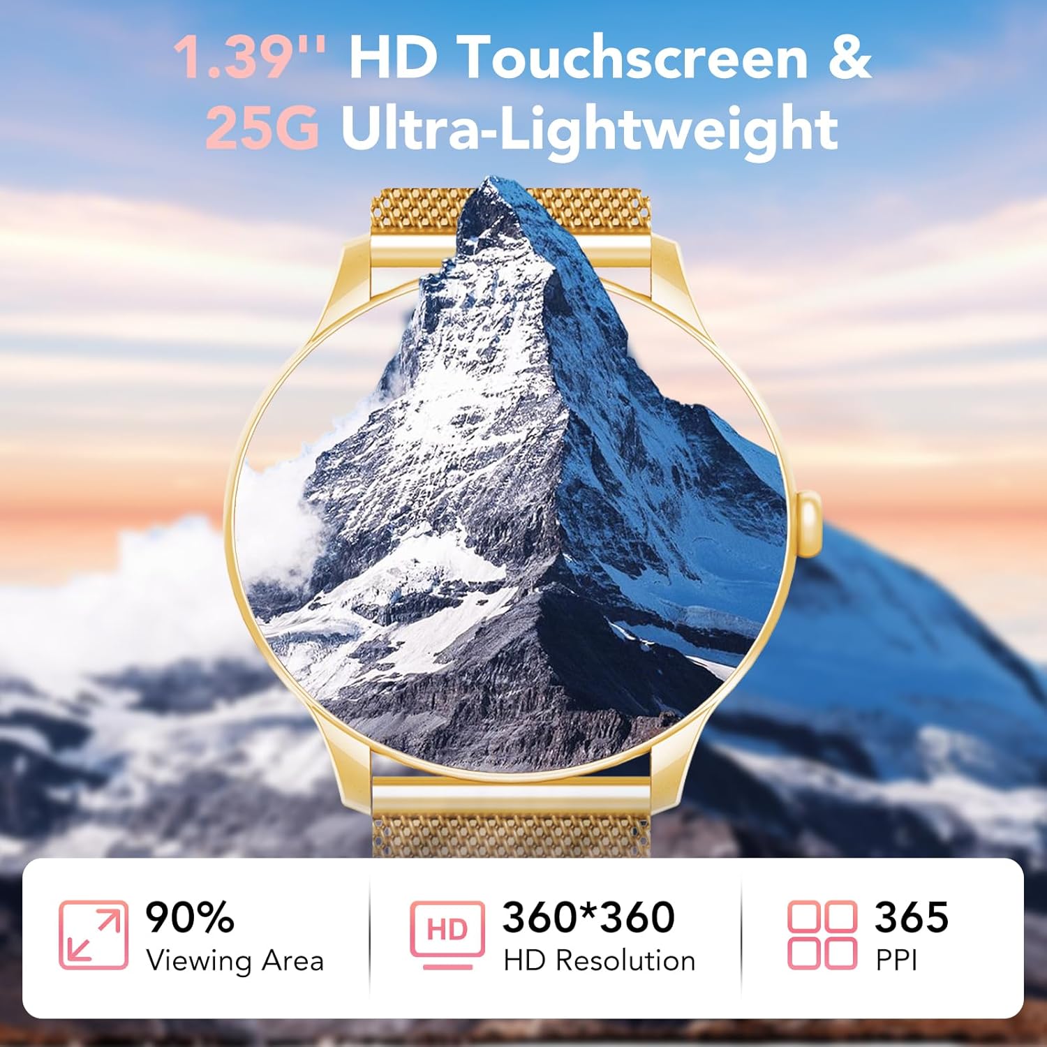 Detalle 2 de taopodo Reloj Inteligente Mujer TG36 con llamadas Bluetooth, pantalla 1,39” y IP68
