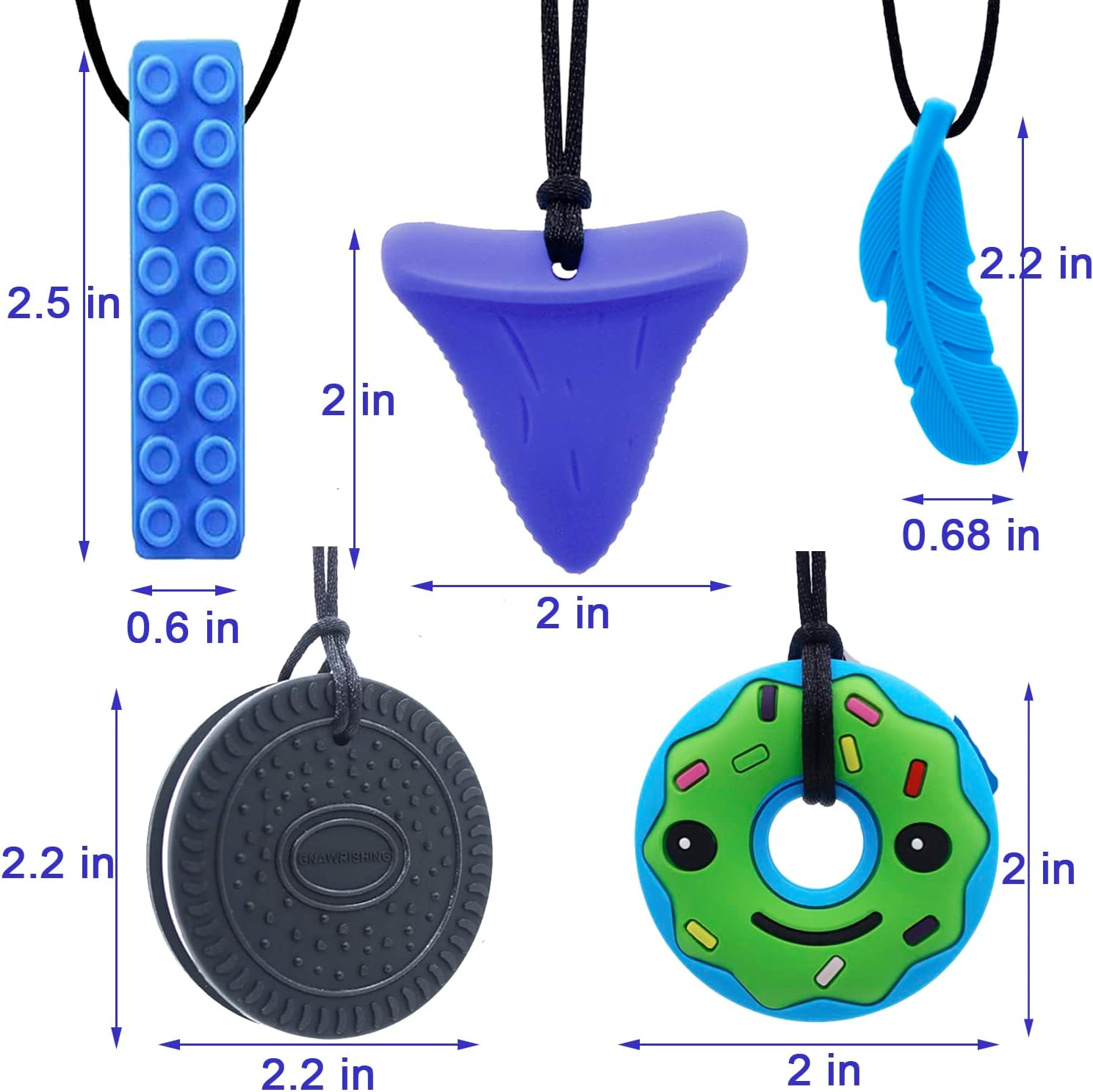 Detalle de GNAWRISHING Chew Necklace 5-pack for sensory kids