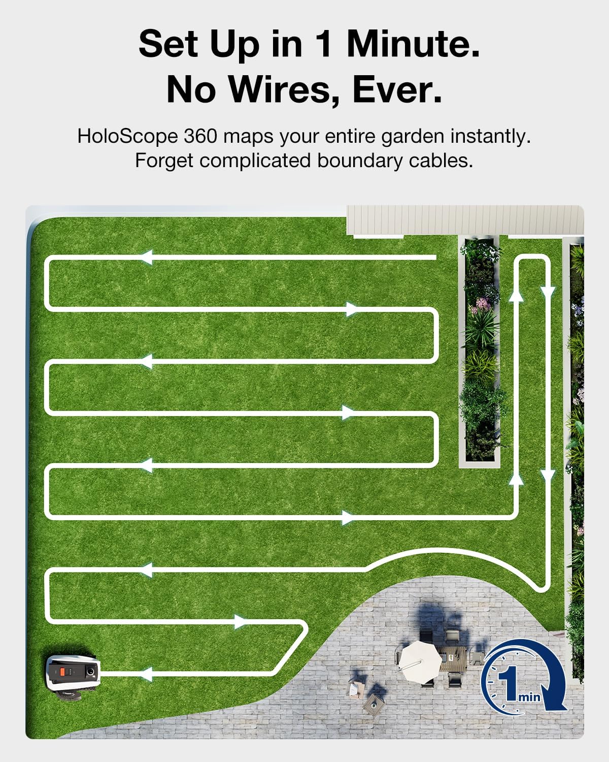 Detalle de ECOVACS GOAT O1200 LiDAR Pro robotic lawn mower with app control (up to 180m²/h)