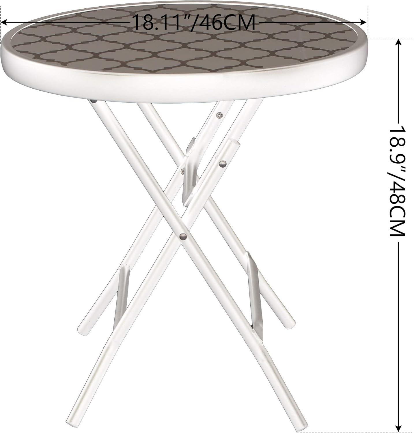 Detalle de PHI VILLA Folding Side Table (Black Grid) – Tempered Glass Outdoor & Indoor Folding Table