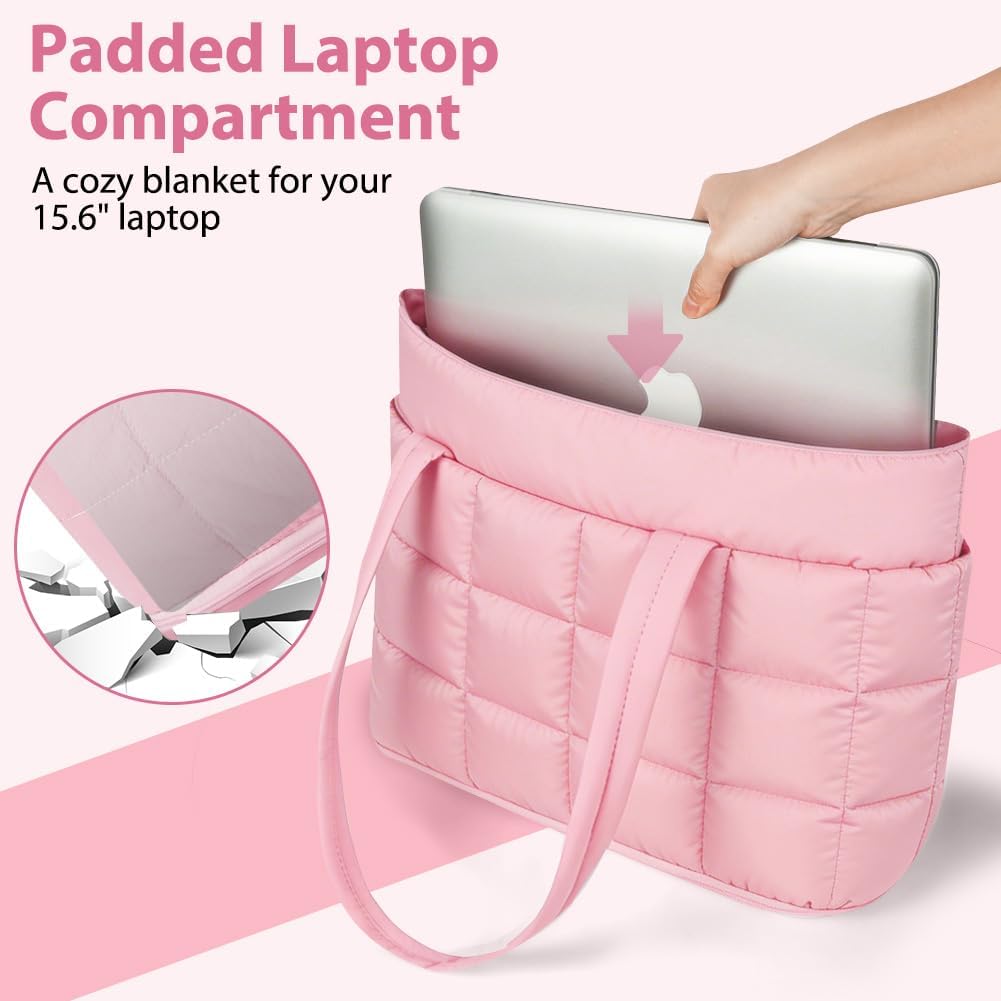 Detalle de Aolso Expandable Puffer Work Laptop Tote Bag, Lightweight and Large Capacity