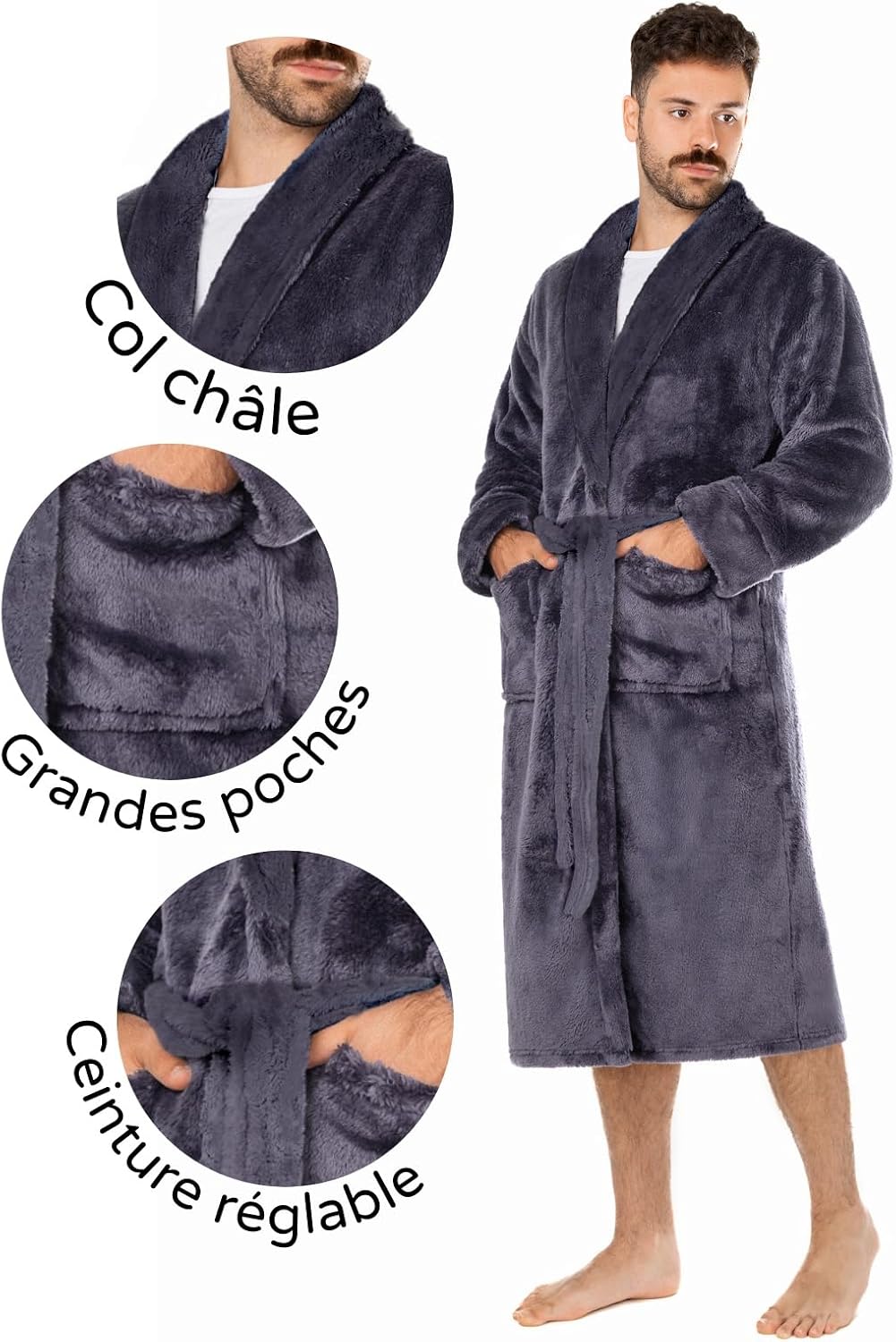 Detalle de LEBENGOOD Robe de chambre homme, microfibre