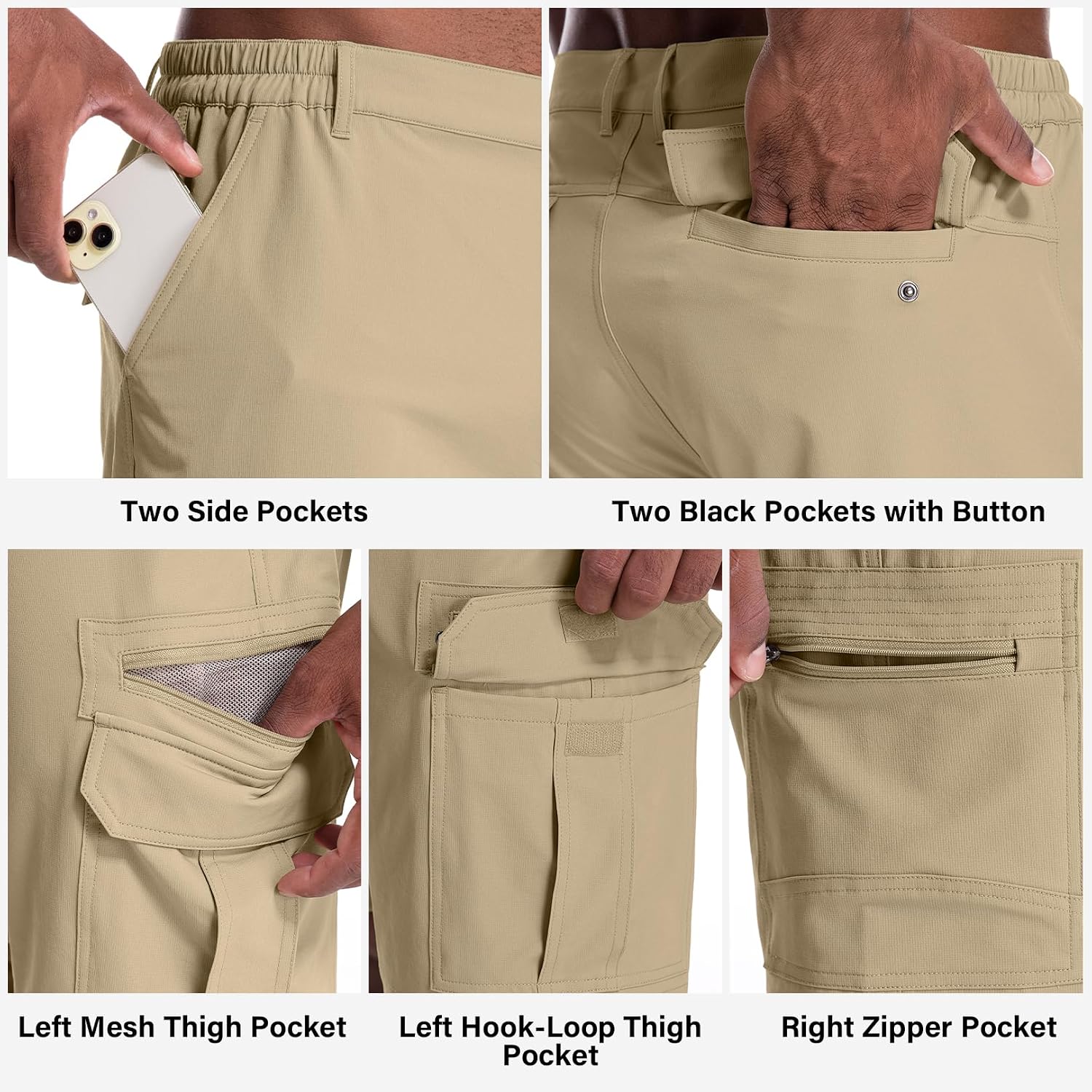 Thumbnail 3 de Mens Outdoor Fishing Shorts, UPF 50, Quick Dry