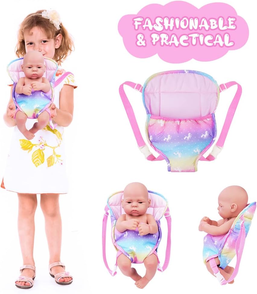 Detalle de Aolso Marsupio per bambole 18IN con spallacci regolabili per bambina (colori arcobaleno)