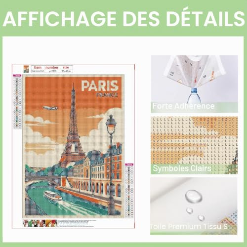 Thumbnail 2 de JICFDAO 5D Diamond Painting Paris 30x40cm – Tour Eiffel, kit complet pour débutants