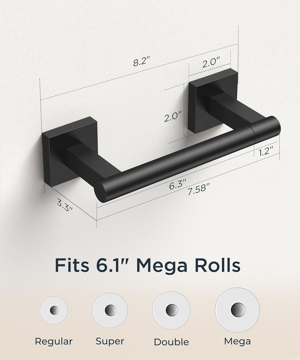 Thumbnail 1 de FORIOUS FF09124 Wall-Mount Toilet Paper Holder, Matte Black SUS304 Steel
