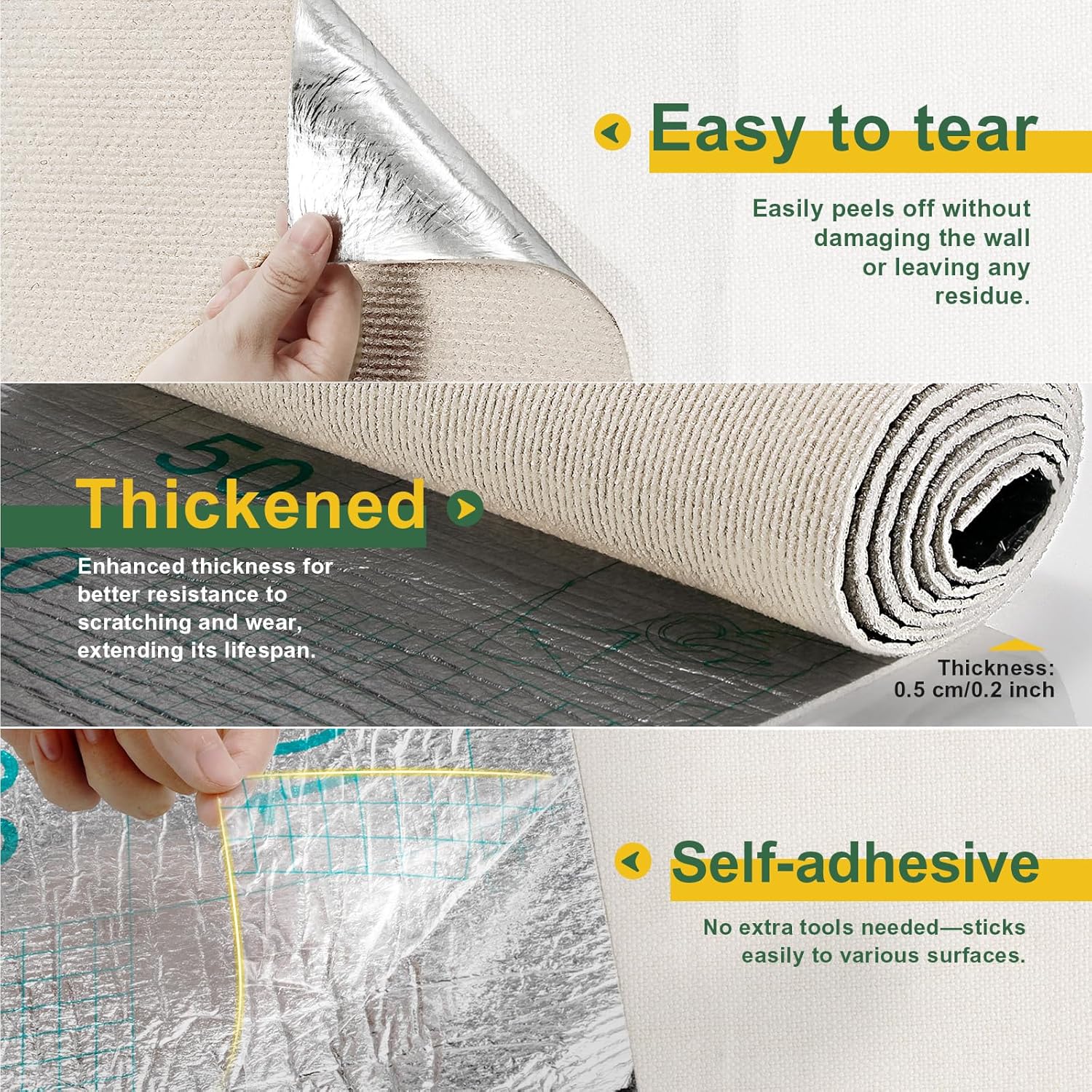 Thumbnail 5 de Gimars selbstklebende Kratzmatte 200 × 40 cm (beige) für Sofa, Wand & Möbel mit Zusatz-Klebeband