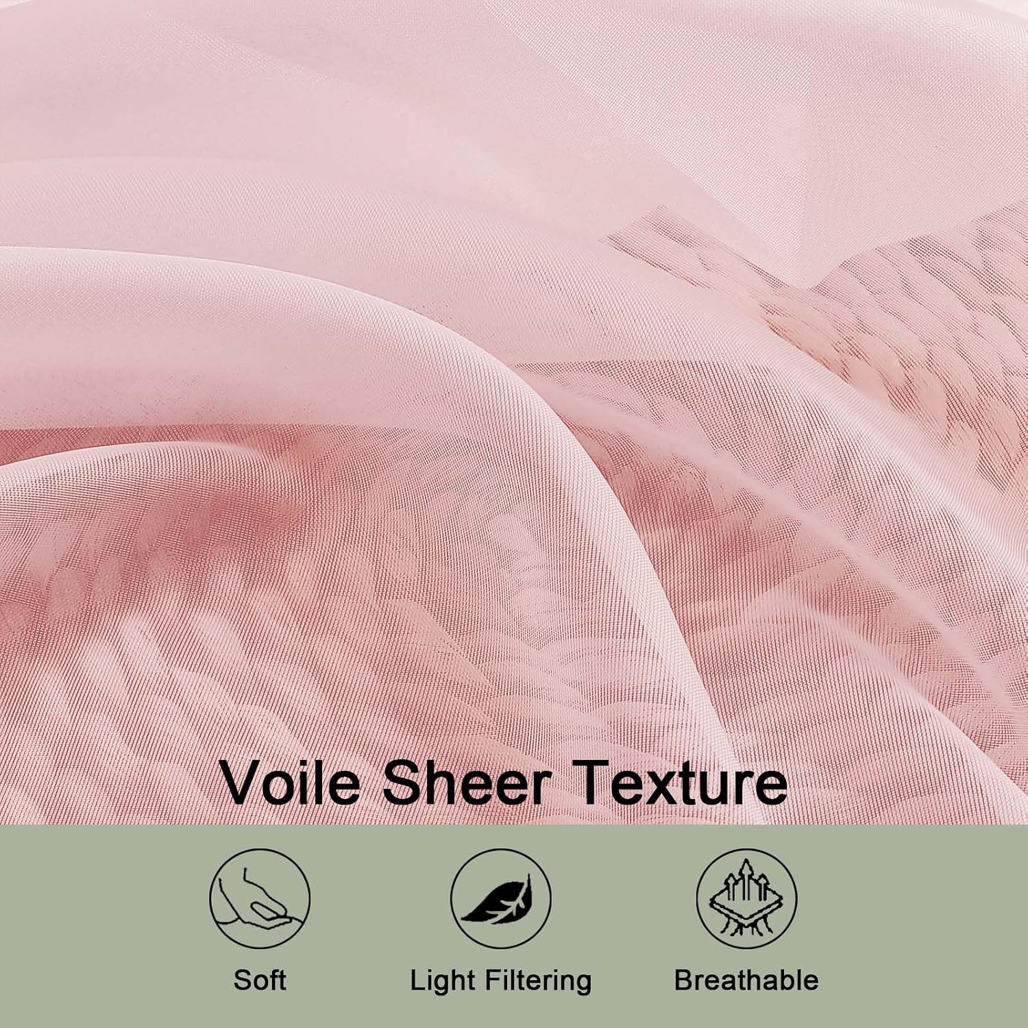 Thumbnail 3 de OWENIE Blush Sheer Curtains, 120-Inch Rod-Pocket Panels, 2-Pack