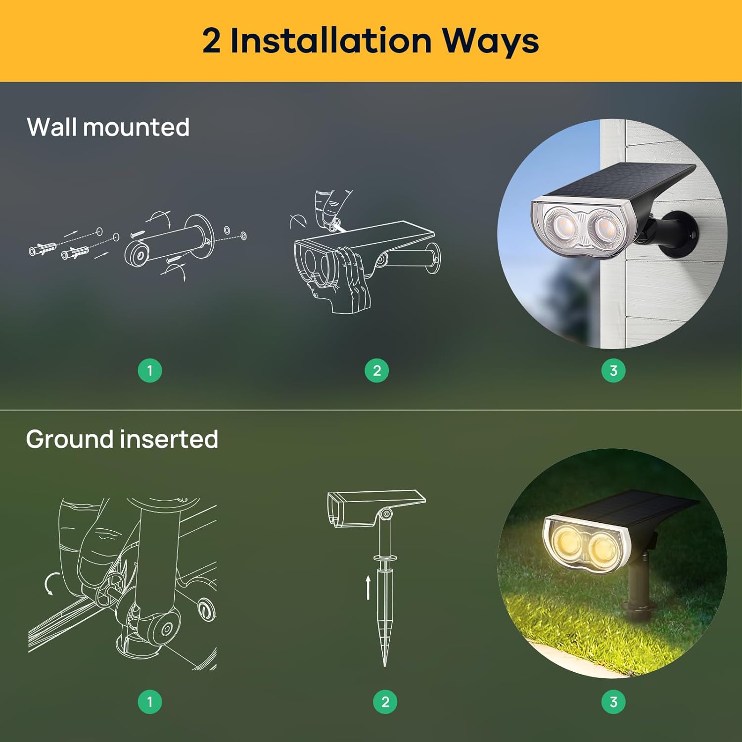 Thumbnail 6 de Linkind Solar Spot Lights Outdoor Garden (IP67) – Warm White, 6 Pack with adjustable brightness