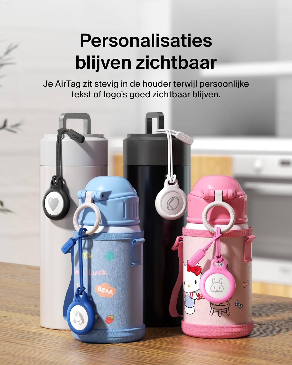 Thumbnail 6 de Belkin F8W974btBLK AirTag-houder met bandje, zwart kunststof