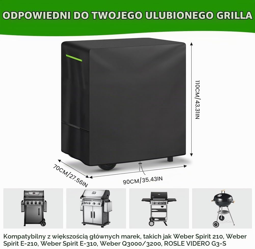 Detalle 2 de AUAUY pokrowiec na grill 90 × 70 × 110 cm, wodoodporny Oxford 420D